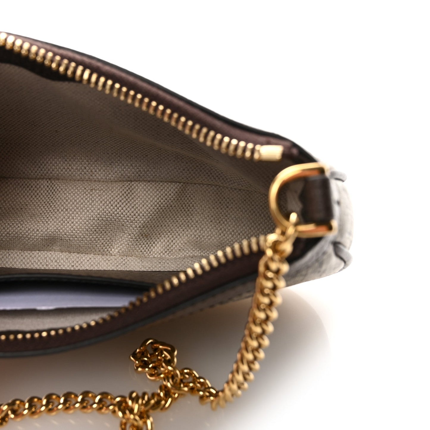 GG Supreme Monogram Textured Dollar Calfskin Mini Ophidia Chain Bag Beige Ebony