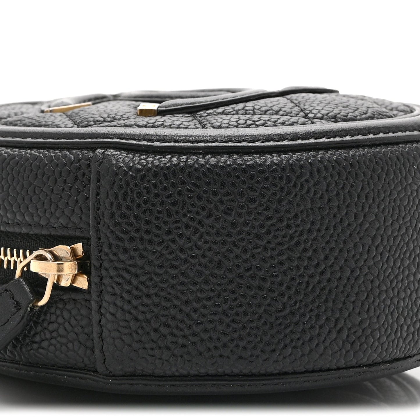 Caviar Quilted Round Filigree Crossbody Black