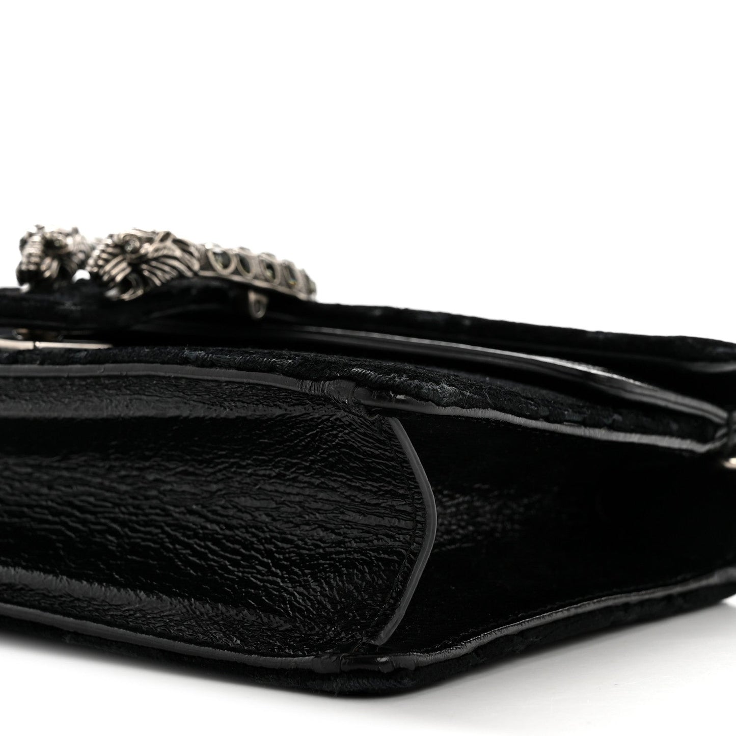 Velvet Skipper Crystal GG Monogram Small Dionysus Shoulder Bag Black Black Diamond