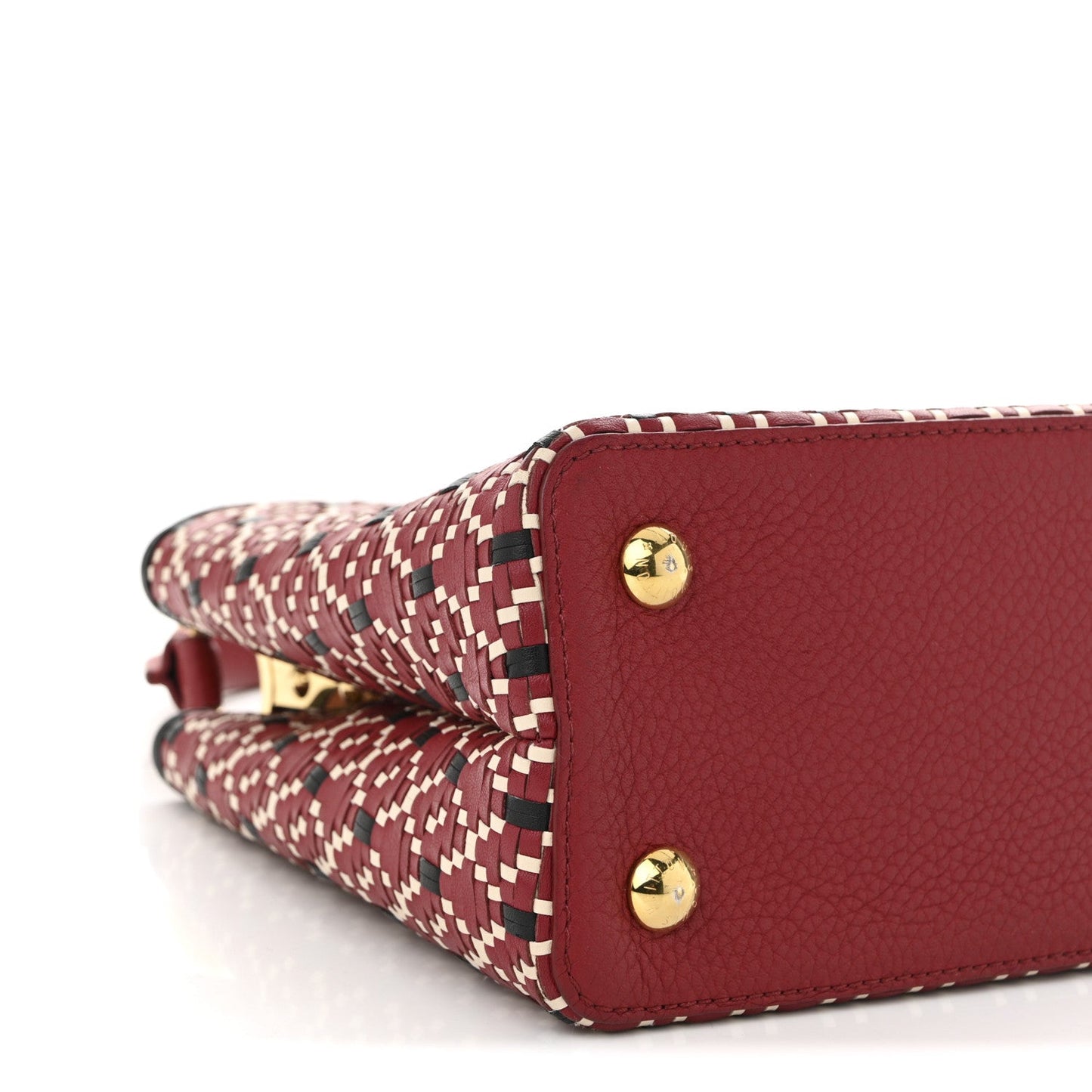 Calfskin Woven Capucines PM Black Red