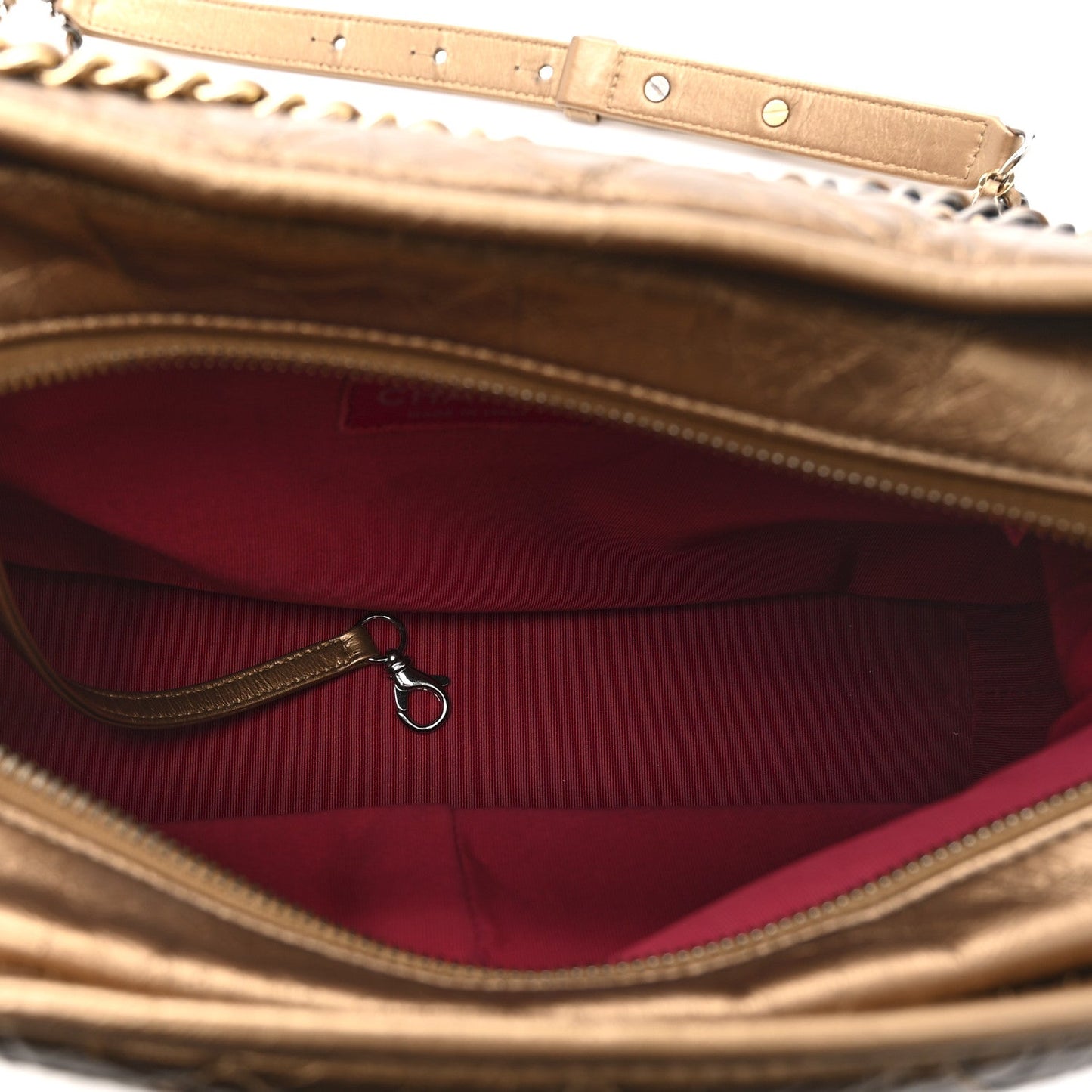 Metallic Aged Calfskin Quilted Medium Gabrielle  Bronze