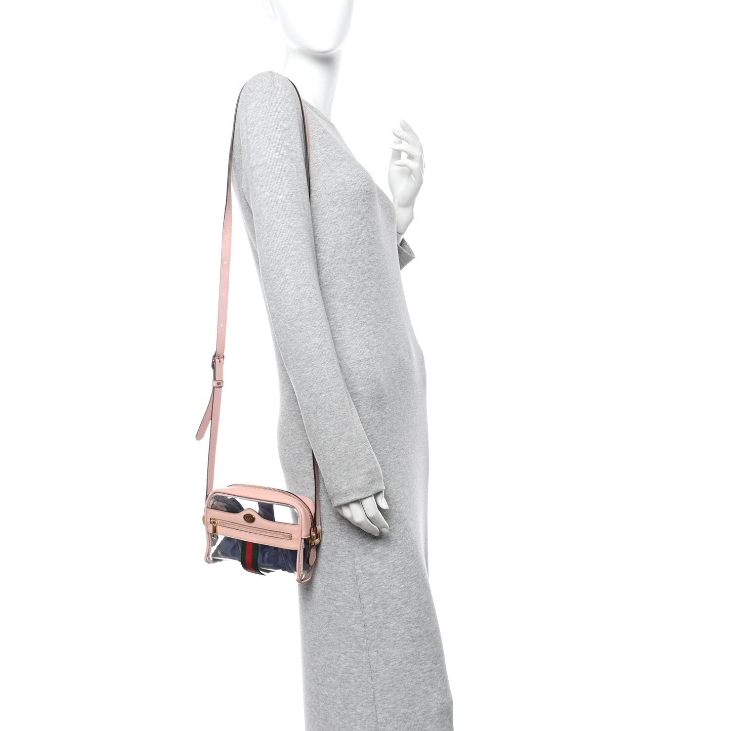Vinyl Web Mini Ophidia Transparent Shoulder Bag Perfect Pink