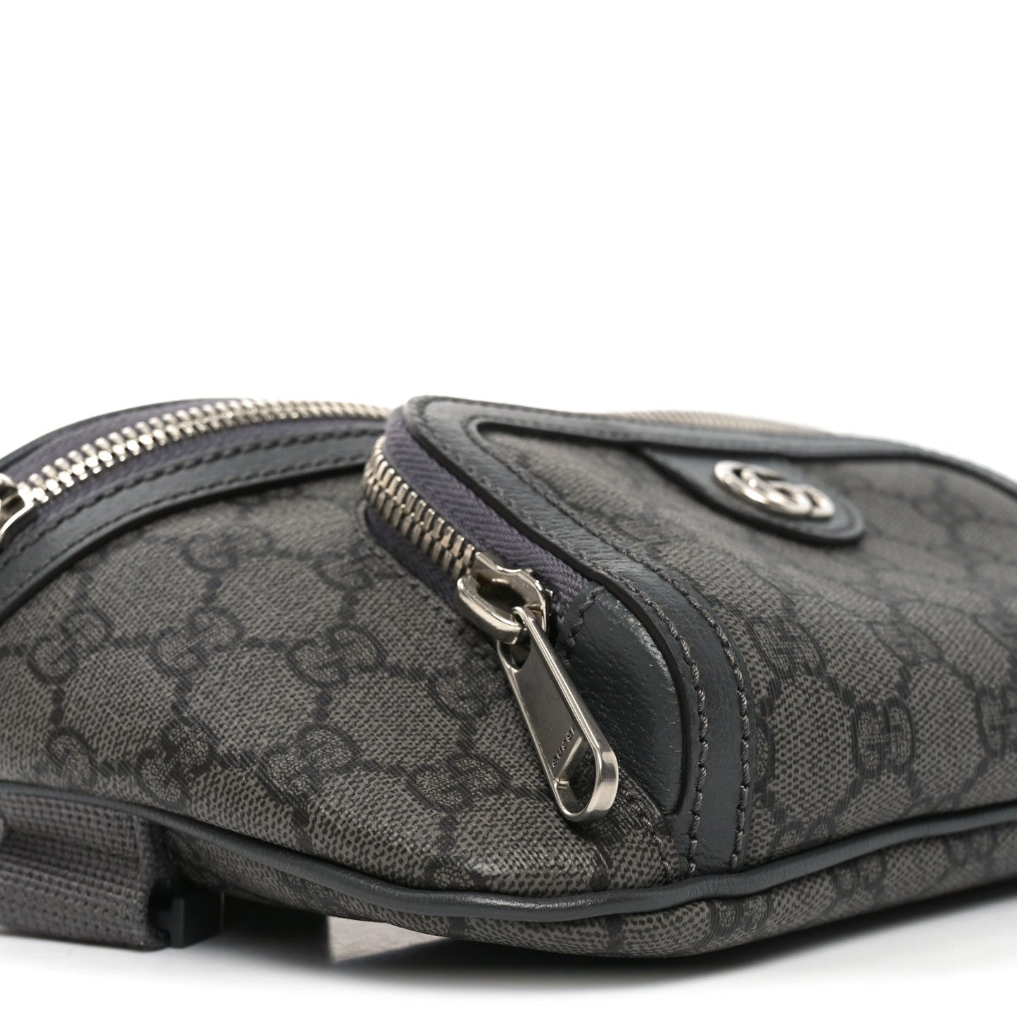 GG Supreme Monogram Textured Dollar Calfskin Ophidia Belt Bag Grey Black Graphite Grey