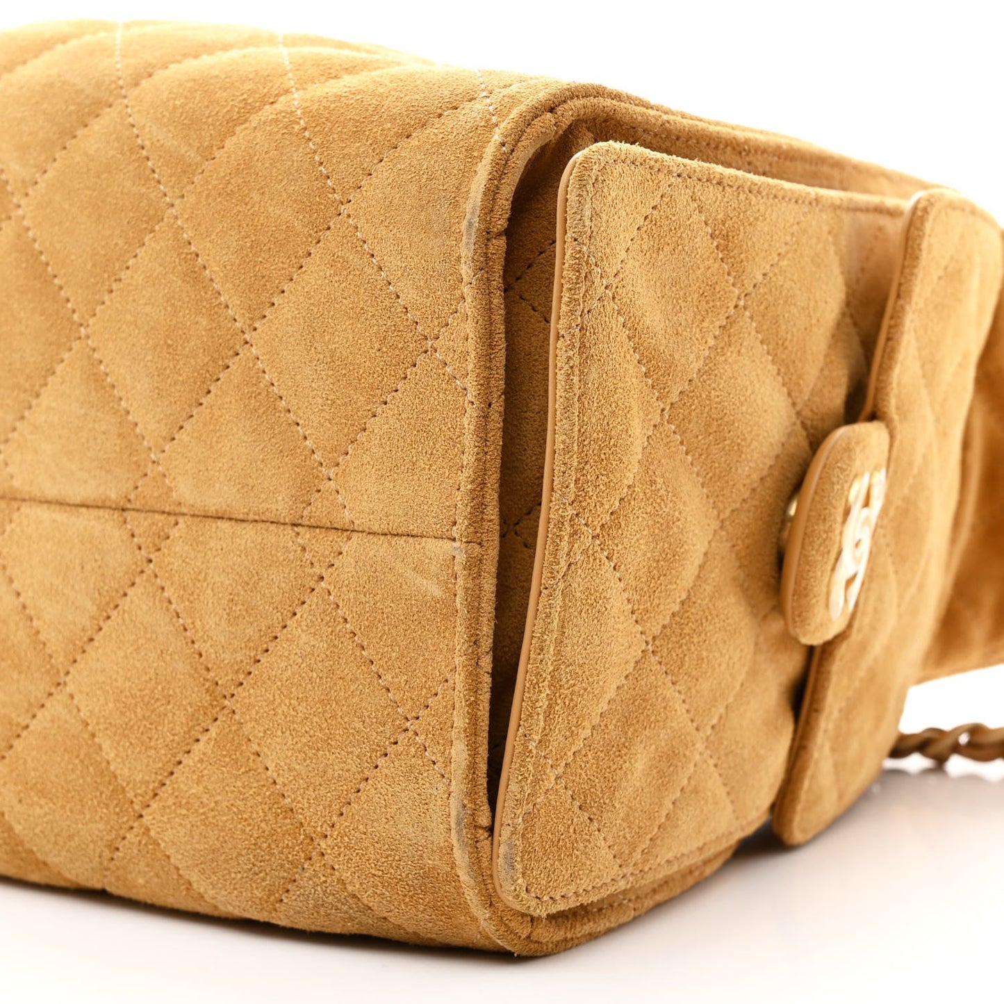 Suede Quilted Small Chanel 25 Handbag Beige