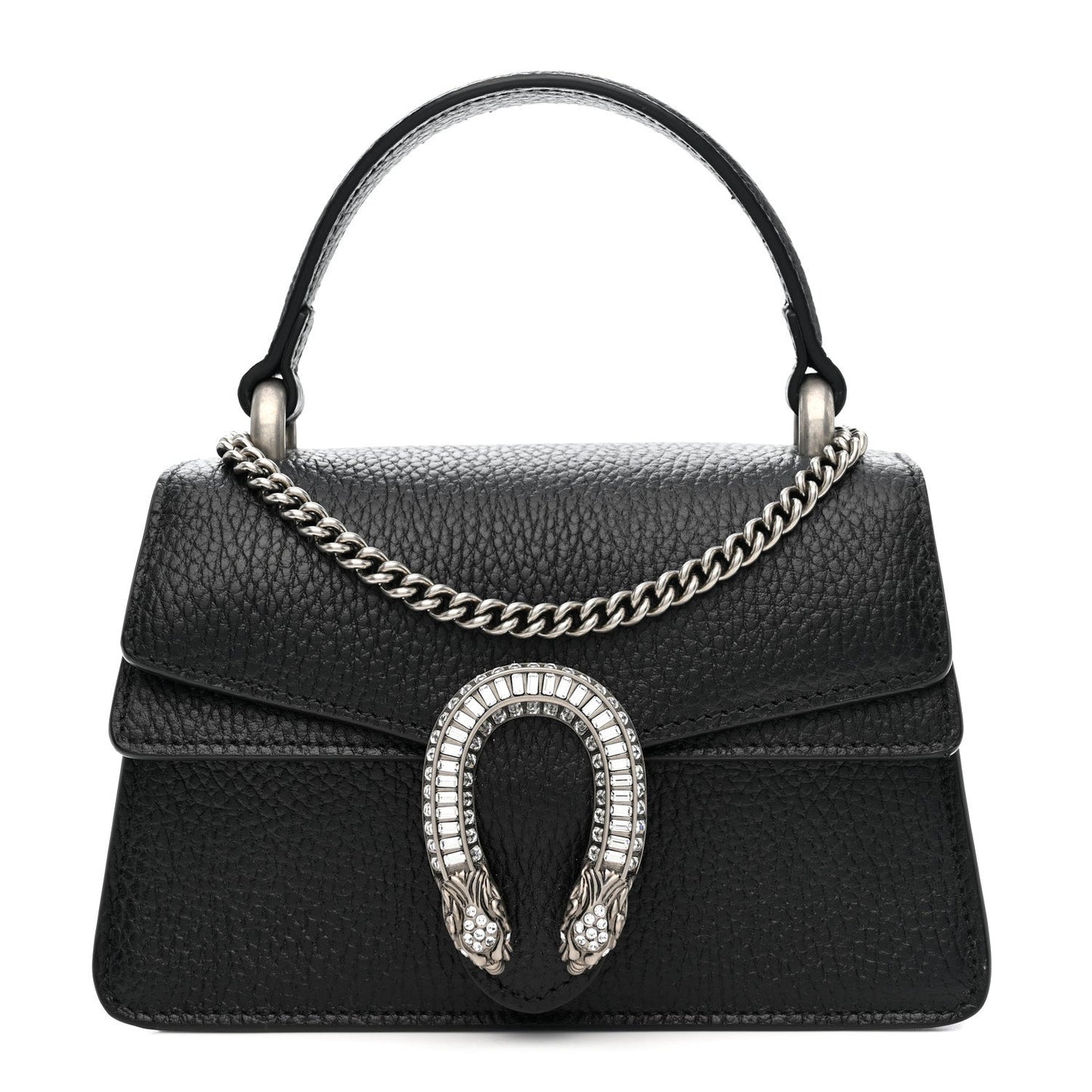 Dollar Calfskin Crystal Mini Dionysus Top Handle Bag Black Crystal
