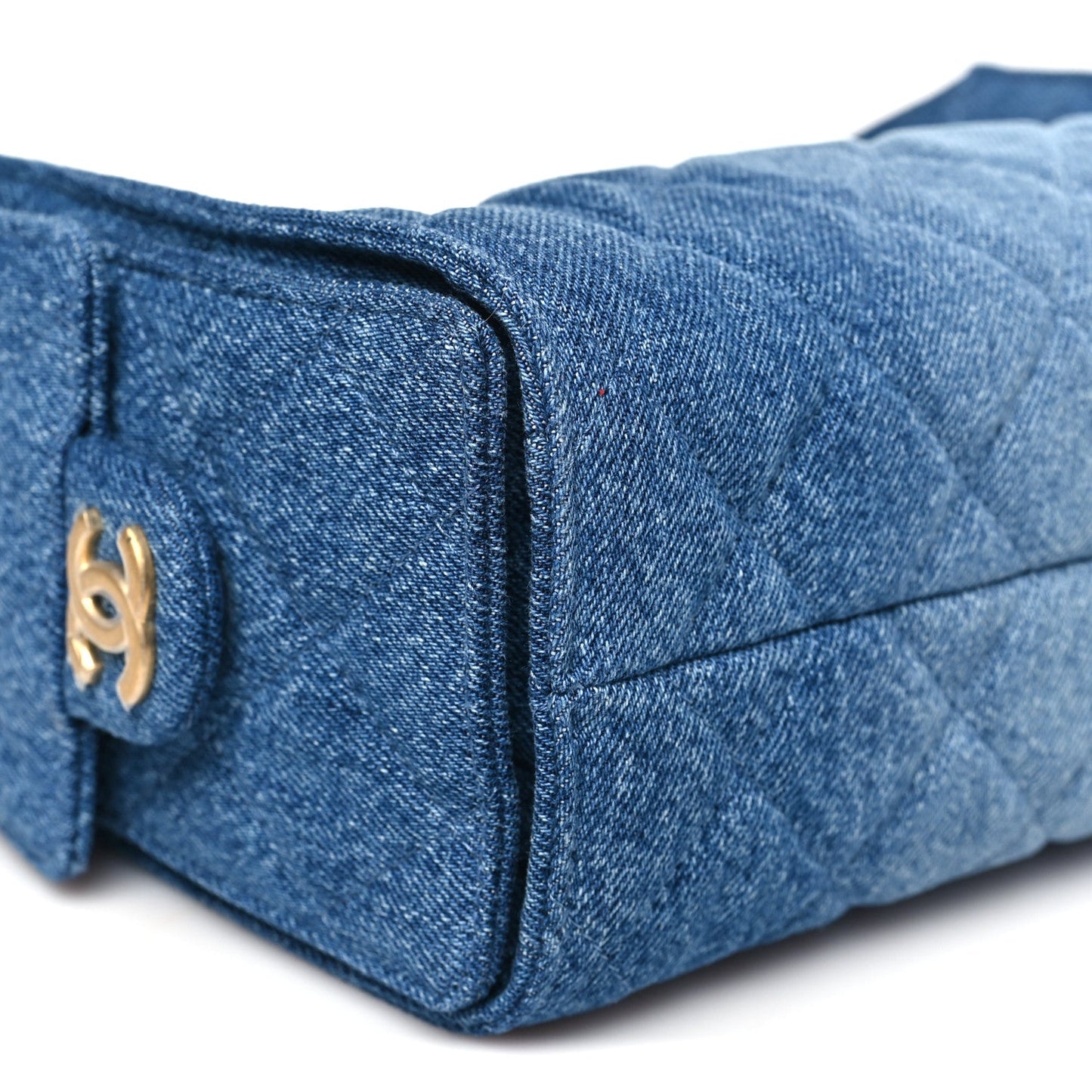 Washed Denim Quilted Mini Chanel 25 Handbag Blue