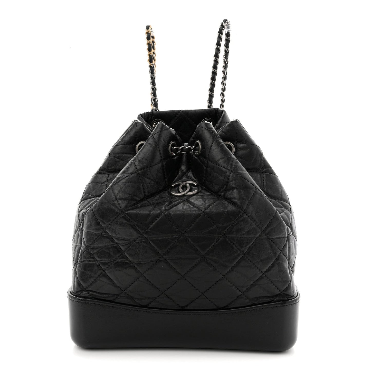 Aged Calfskin Quilted Small Gabrielle Backpack Black