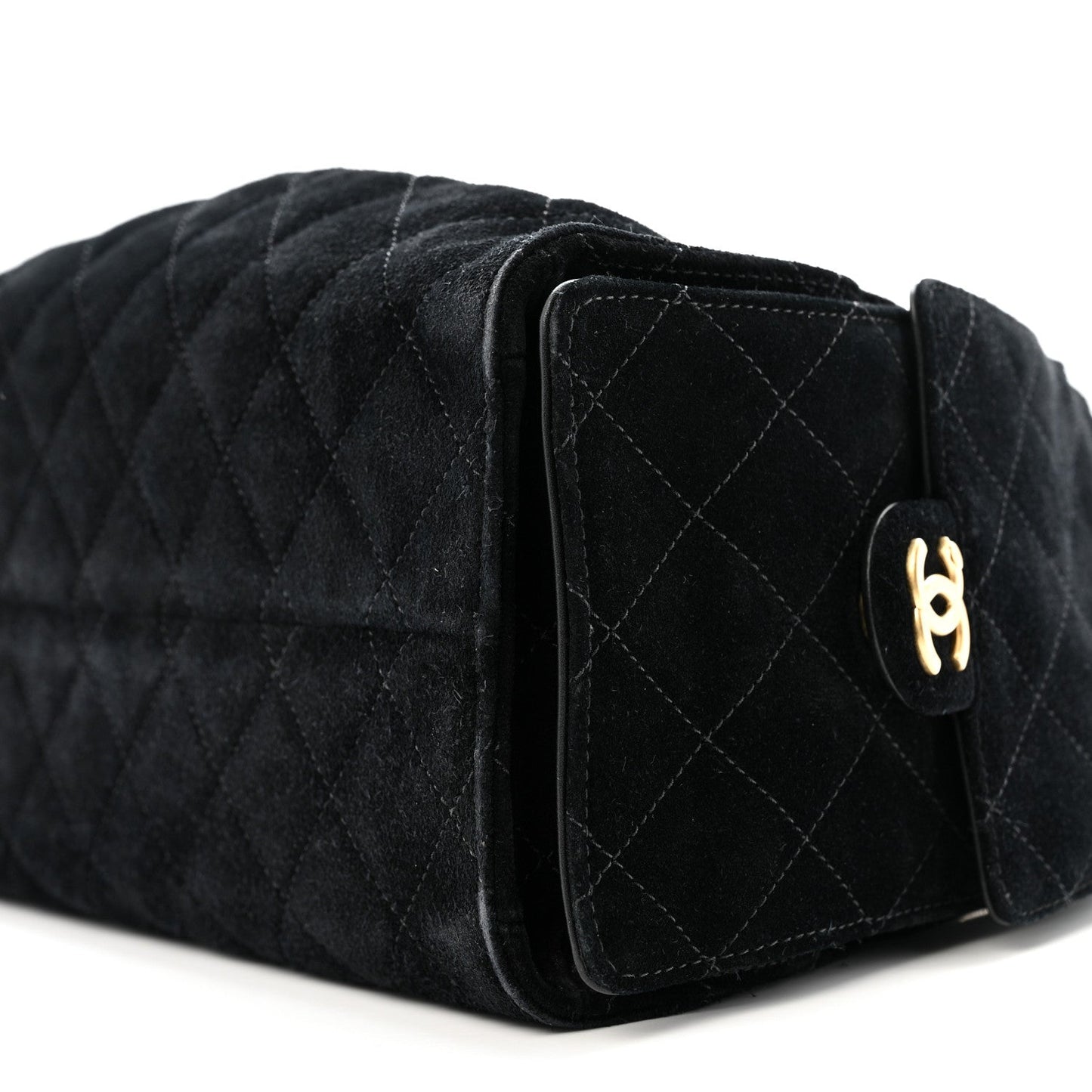 Suede Quilted Small Chanel 25 Handbag Black