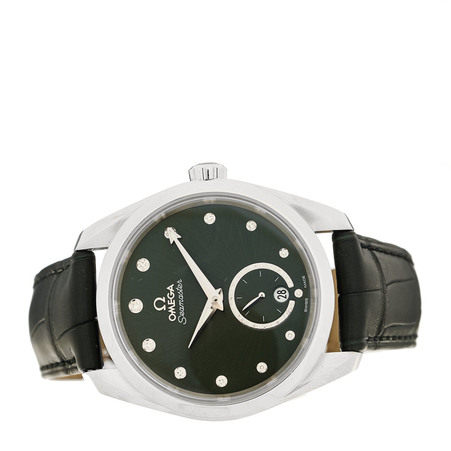 Stainless Steel Alligator Diamond 38mm Seamaster Aqua Terra Co-Axial Automatic Watch Green 220.13.38.20.60.001