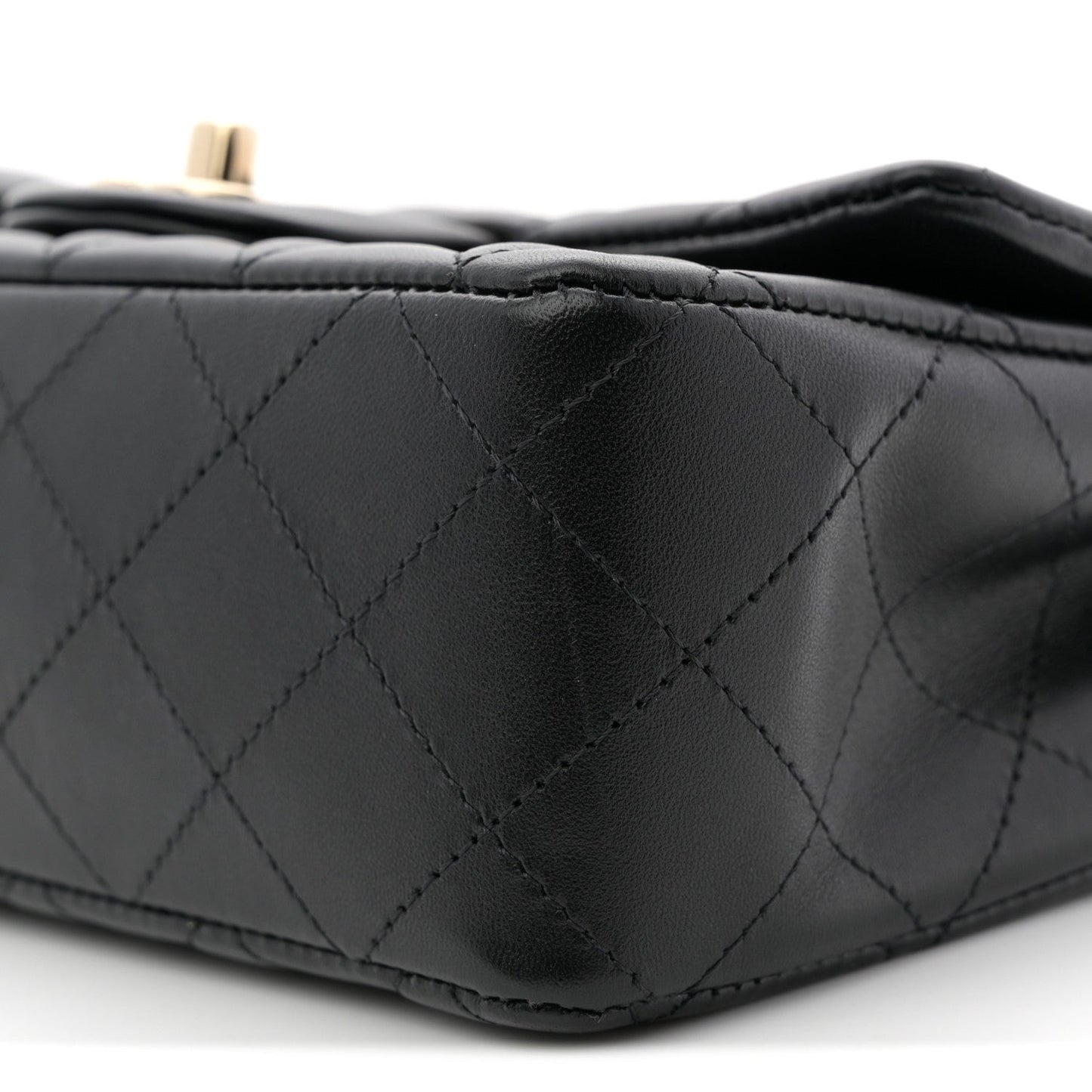 Lambskin Quilted Mini Rectangular Flap Black