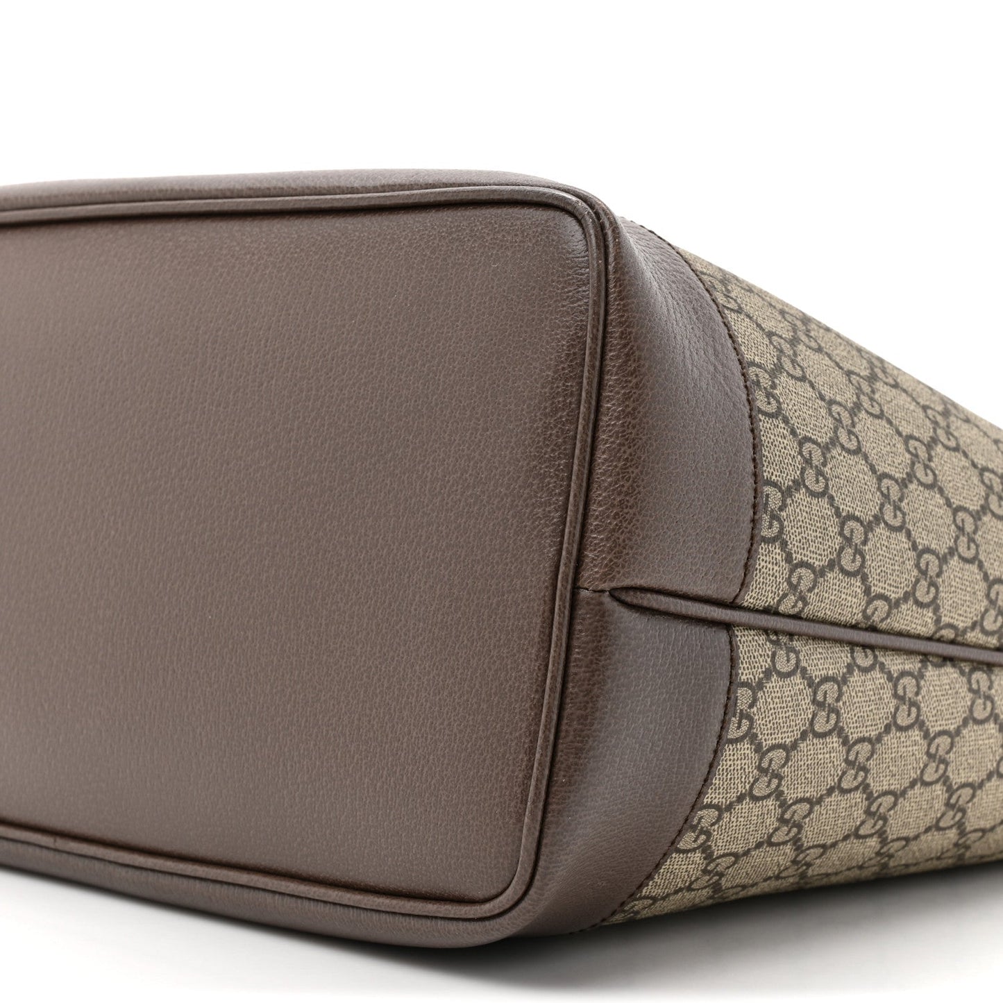 GG Supreme Monogram Textured Dollar Calfskin Web Large Ophidia Bucket Shoulder Bag Beige Ebony New Acero