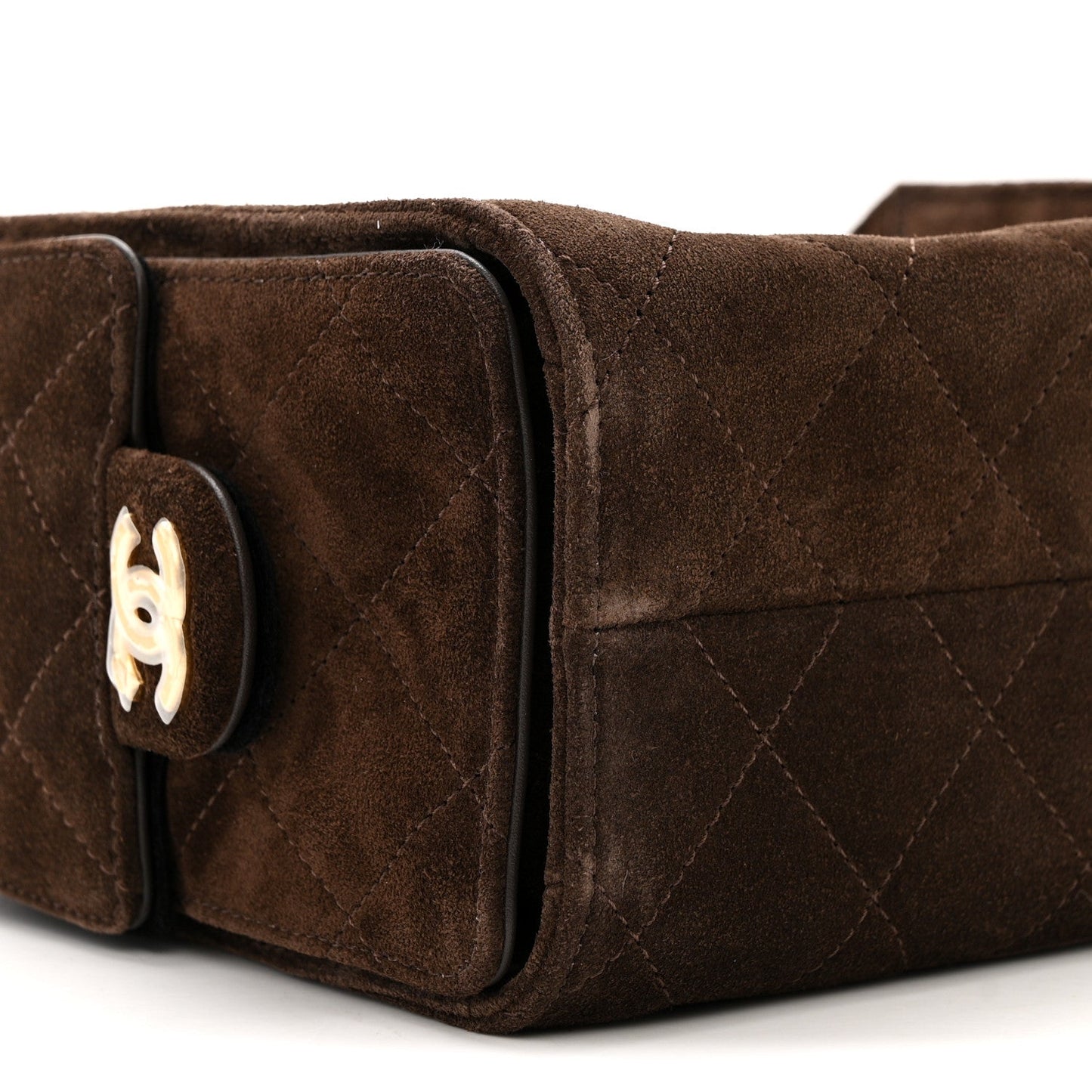 Suede Quilted Mini Chanel 25 Handbag Dark Brown