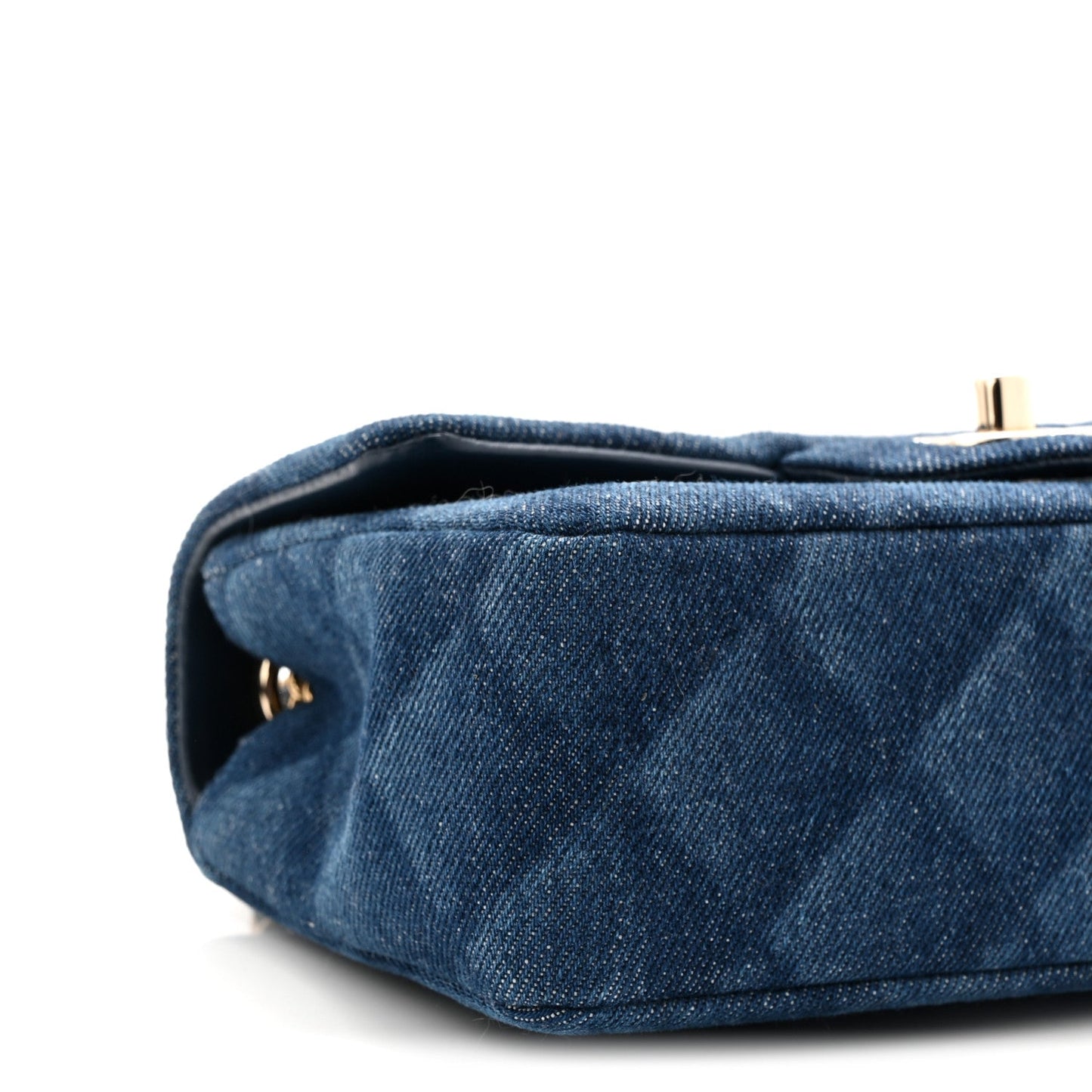 Printed Denim Quilted Mini Rectangular Flap Dark Blue