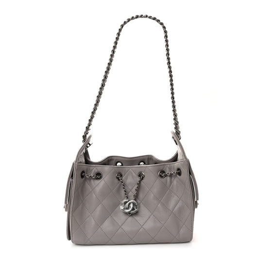 Caviar Quilted Mini Chanel 25 Handbag Dark Grey