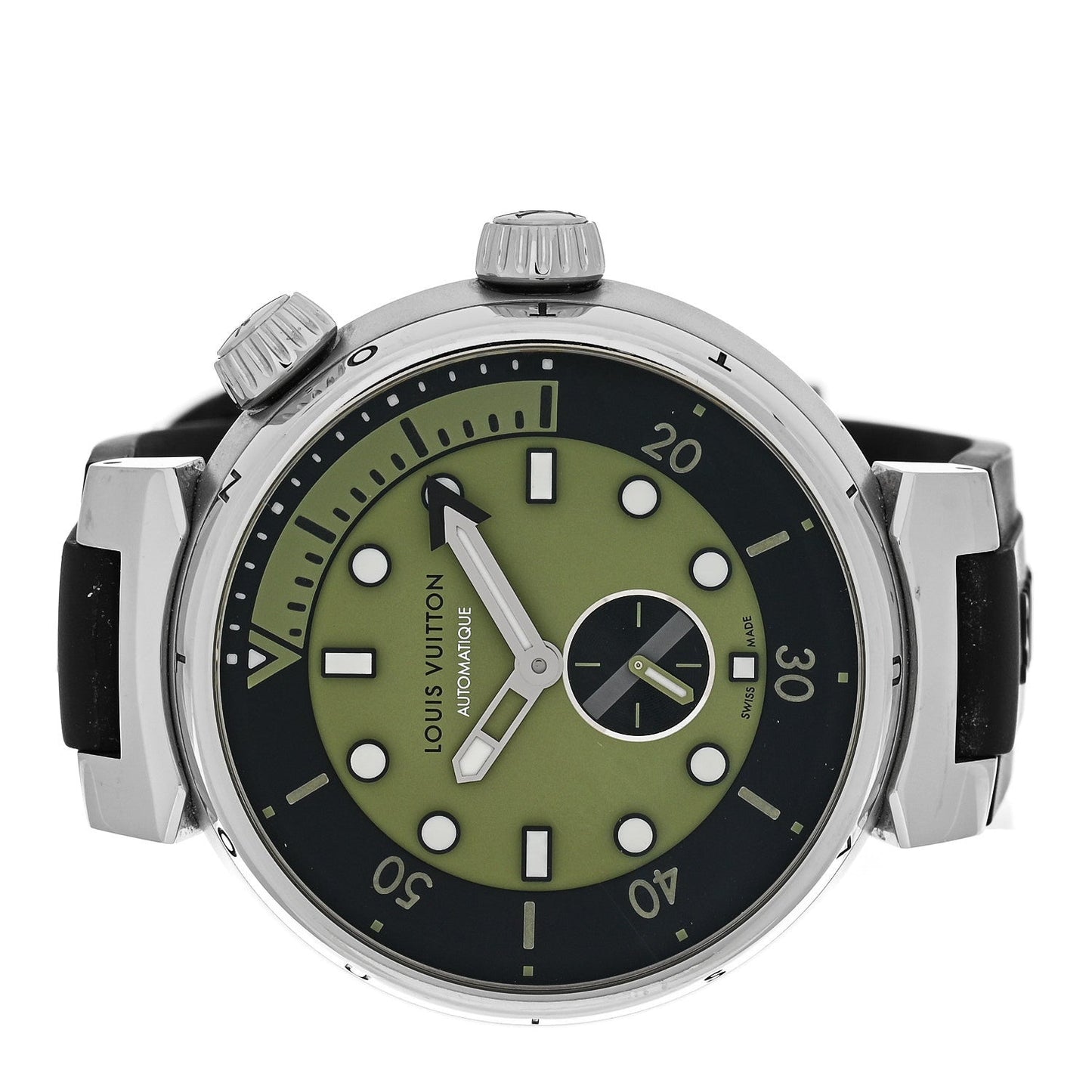 Stainless Steel Rubber 44mm Tambour Street Diver Automatic Watch Urban Green