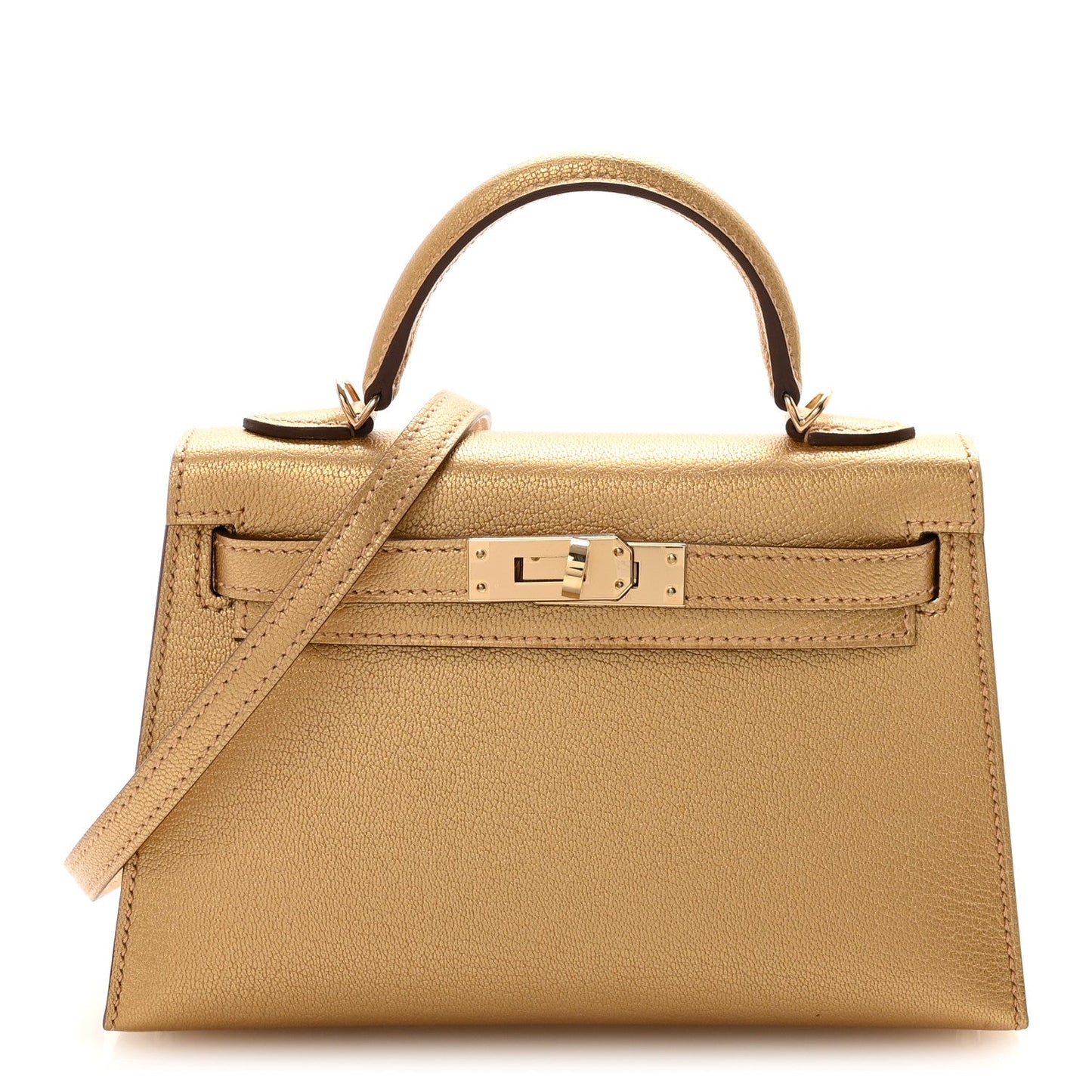 Metallic Chevre Chamkilight Mini Kelly Sellier 20 Dore