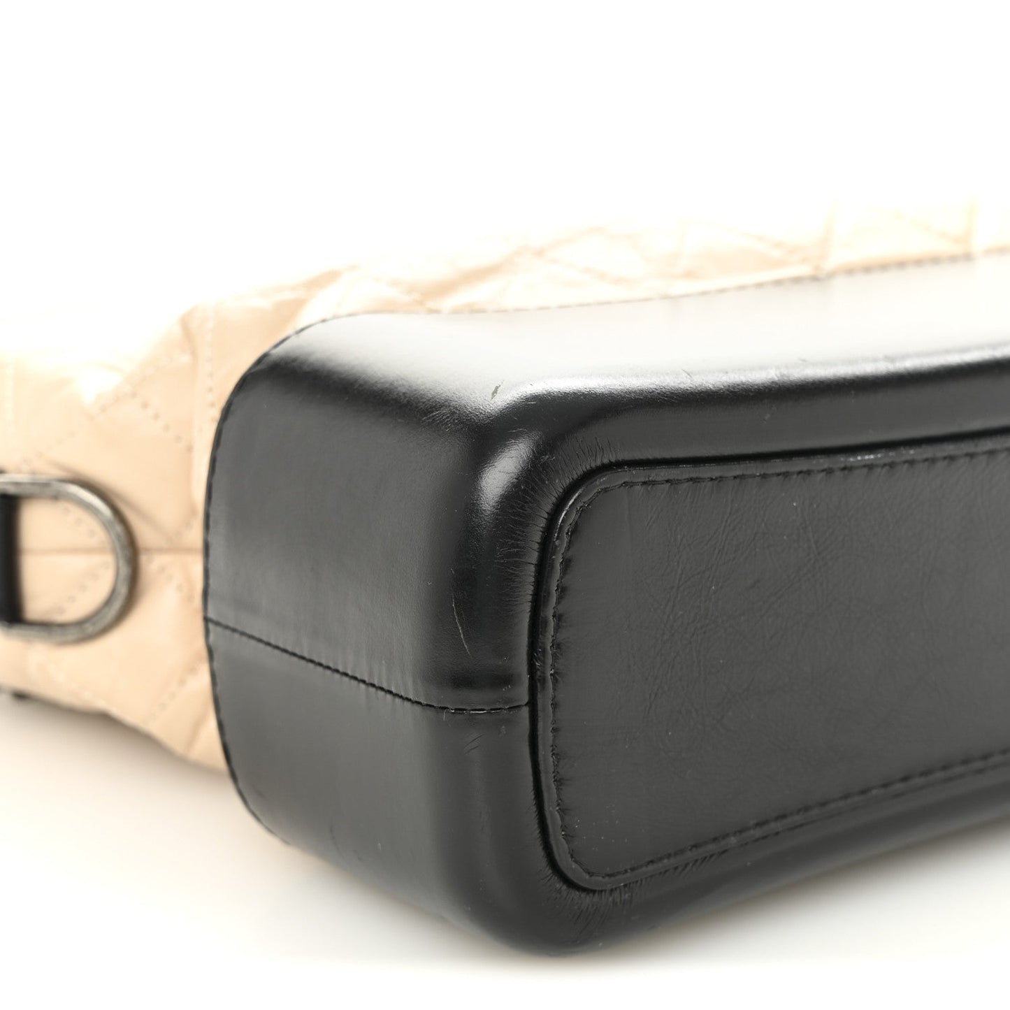 Aged Calfskin Quilted Medium Gabrielle Hobo Beige Black