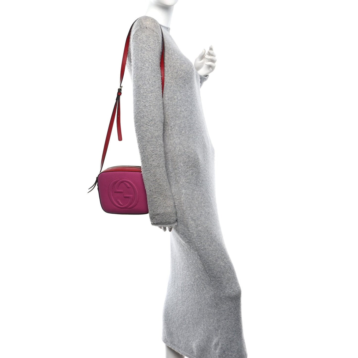 Dollar Calfskin Bi-Color Small Soho Disco Bag New Rosette Hibiscus Red