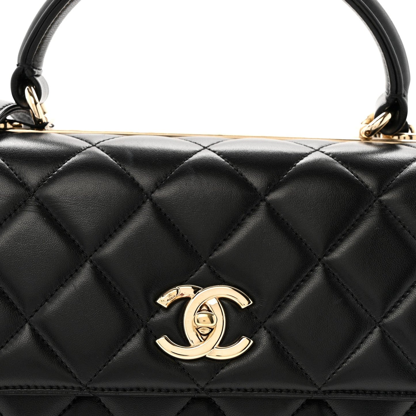 Lambskin Quilted Medium Trendy CC Flap Dual Handle Bag Black