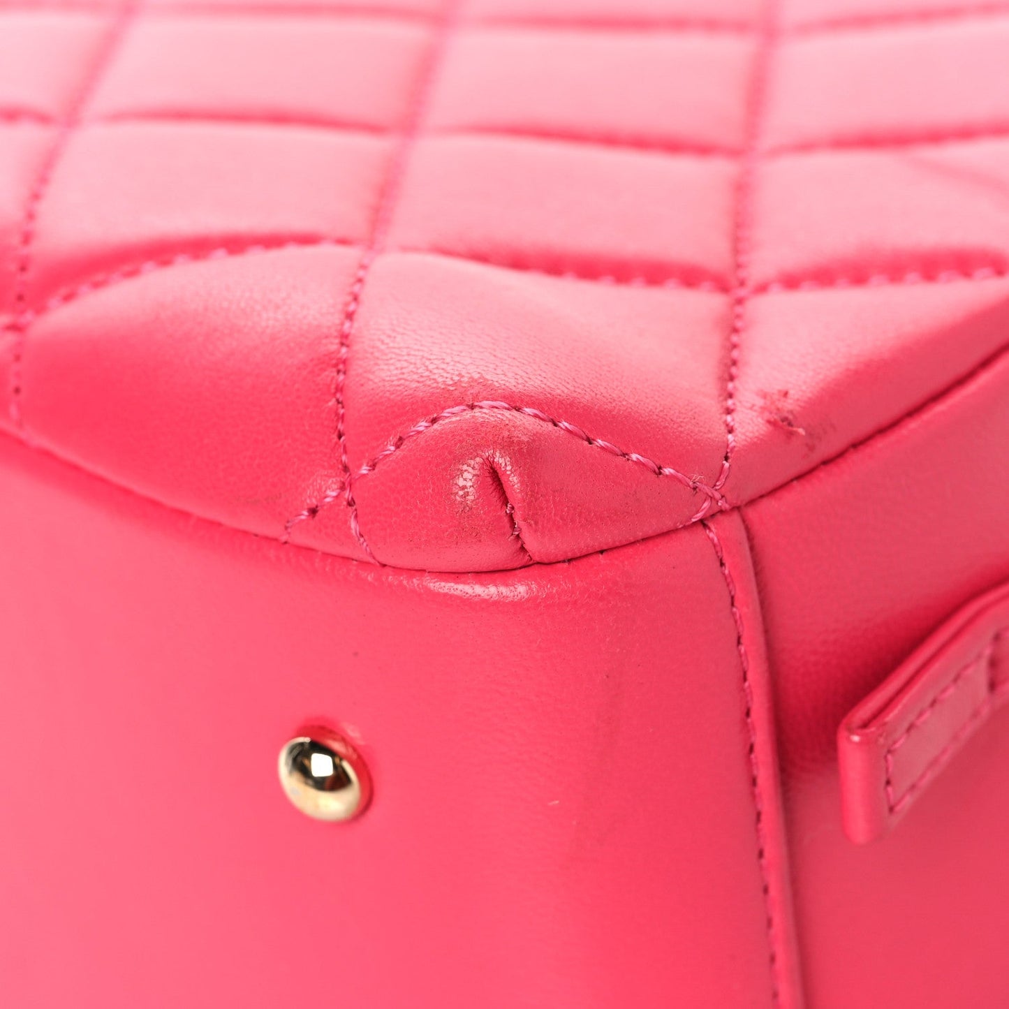 Lambskin Quilted Small Trendy CC Bowling Bag Pink