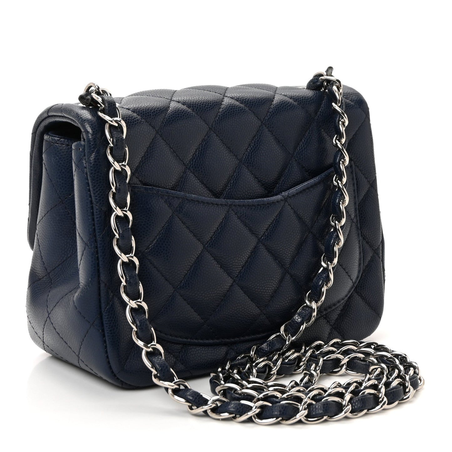 Caviar Quilted Mini Square Flap Navy