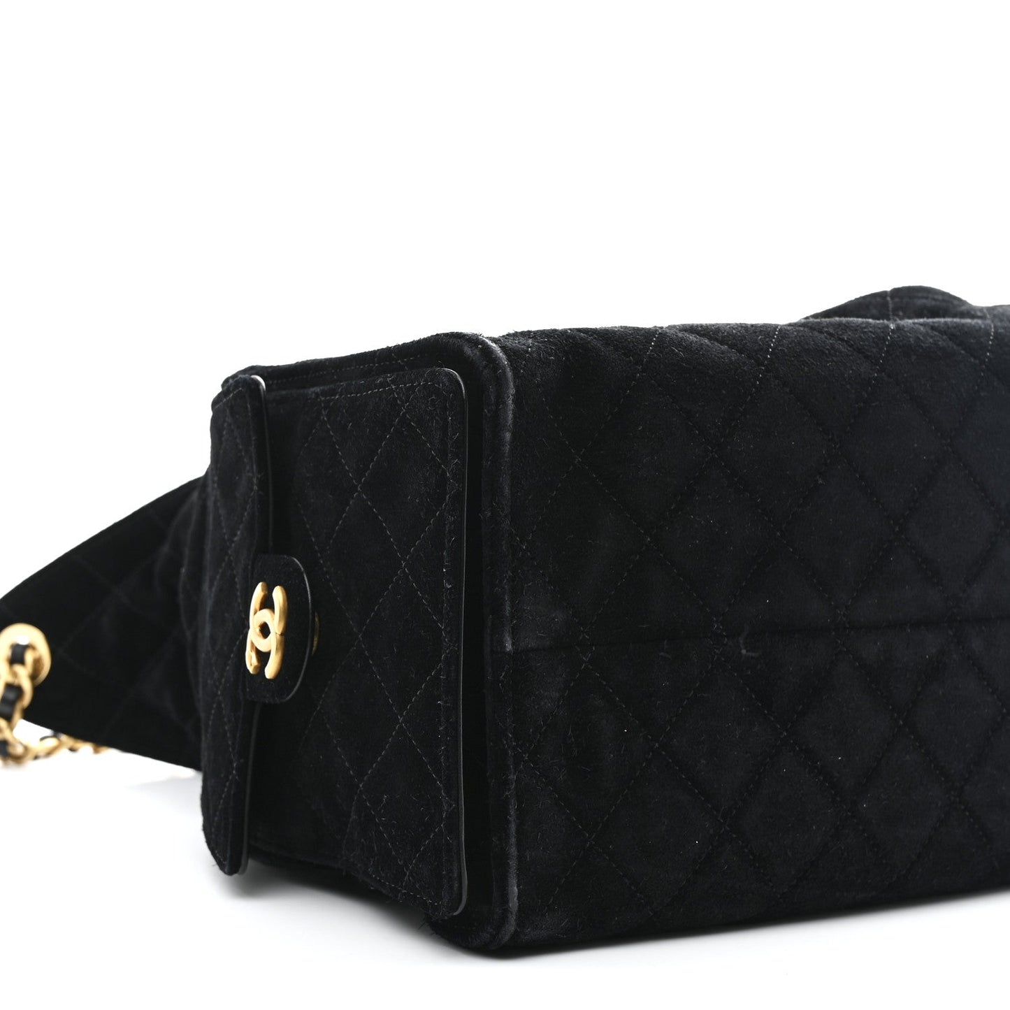 Suede Quilted Medium Chanel 25 Handbag Black