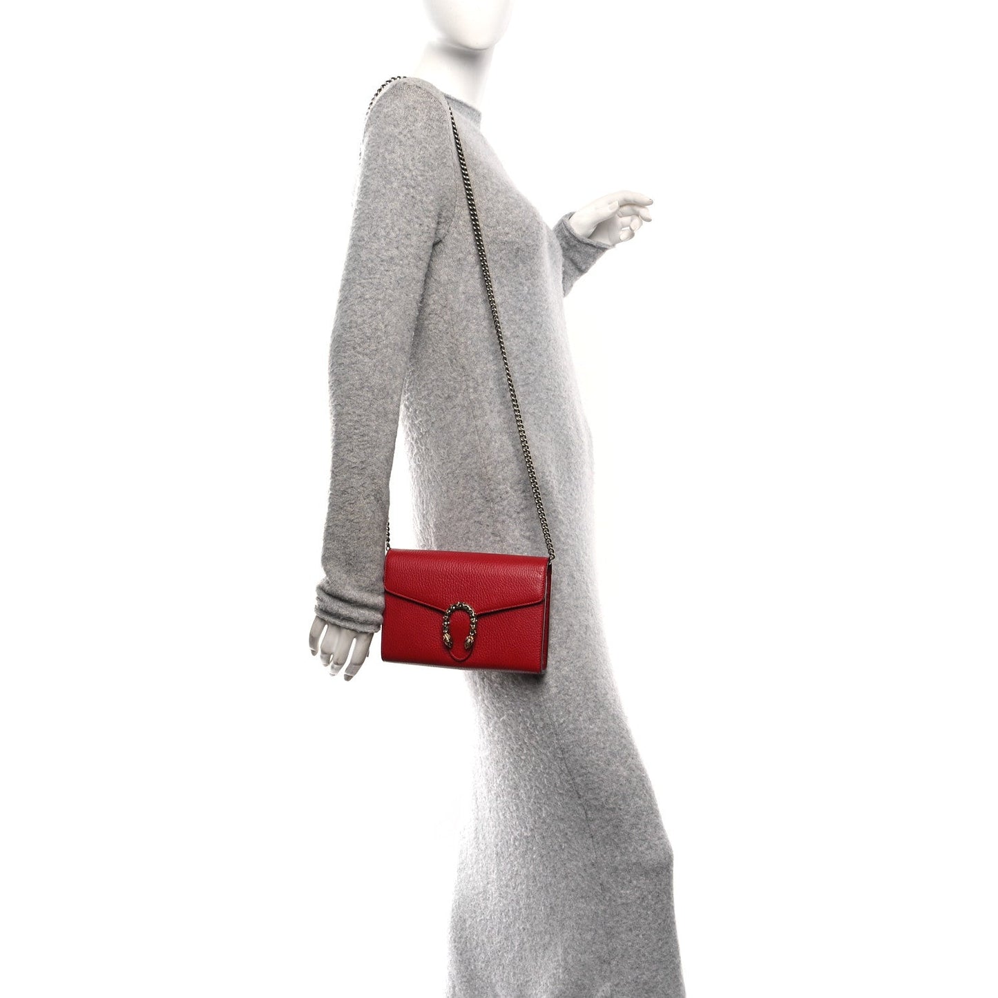 Calfskin Mini Dionysus Chain Wallet Hibiscus Red