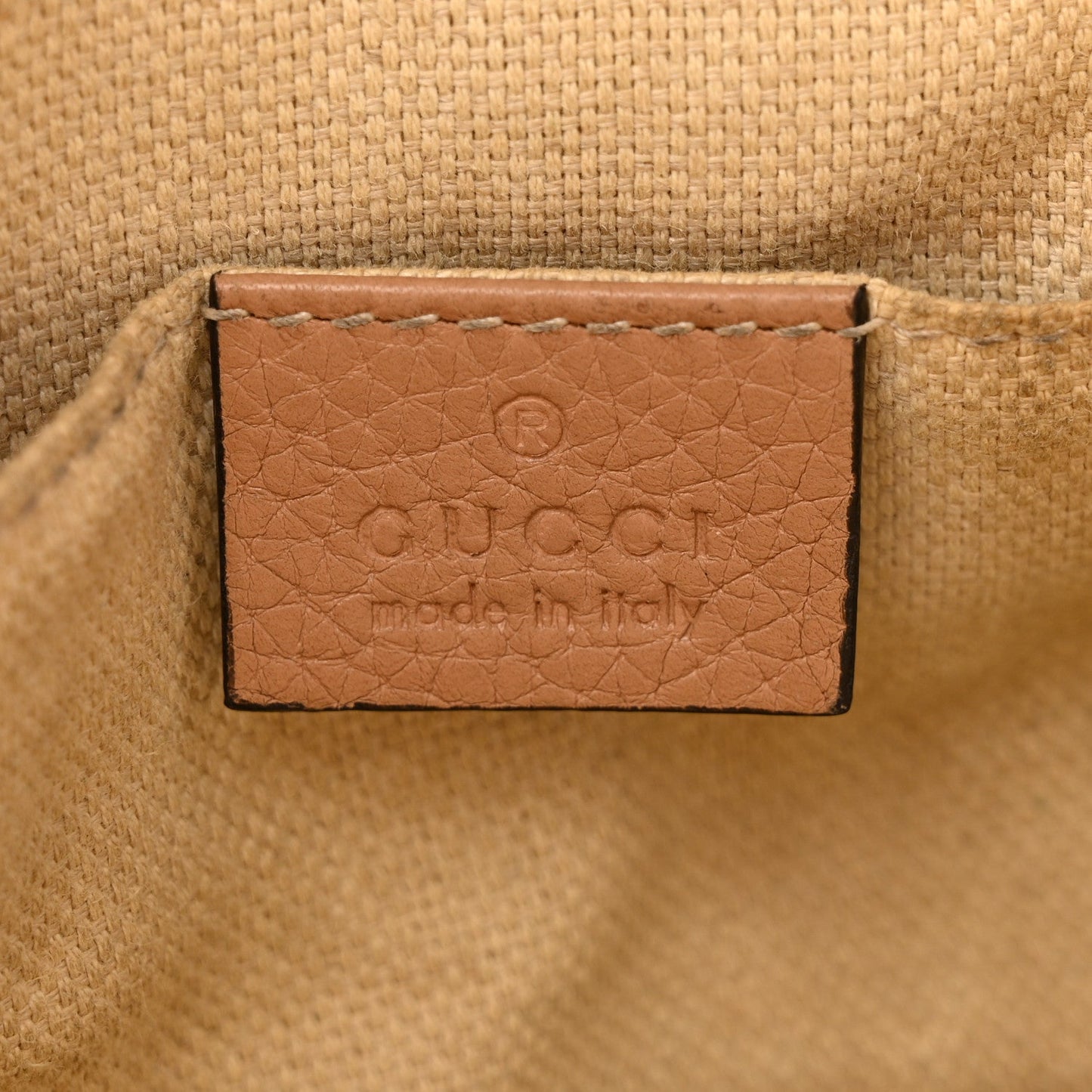 Pebbled Calfskin Small Soho Disco Bag Camelia