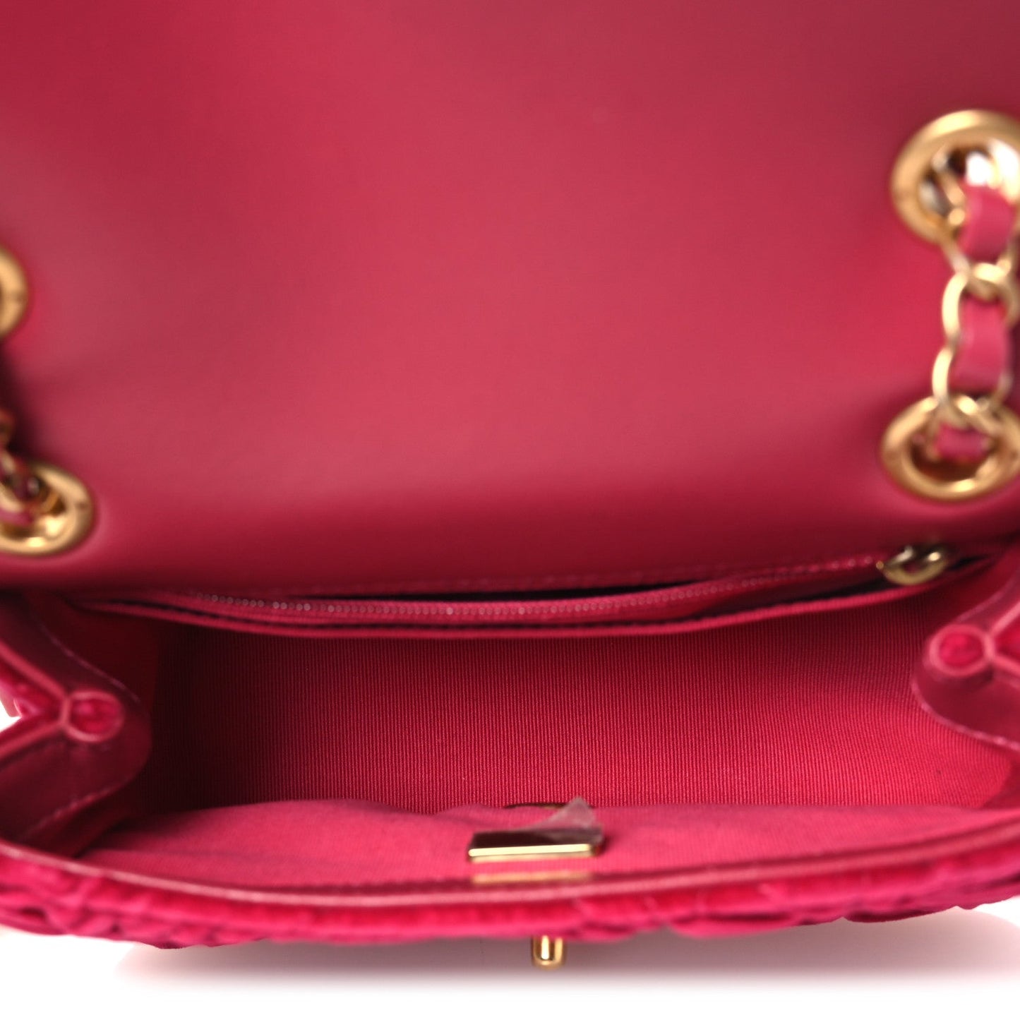 Velvet Camellia Embossed Mini Square Flap Fushia