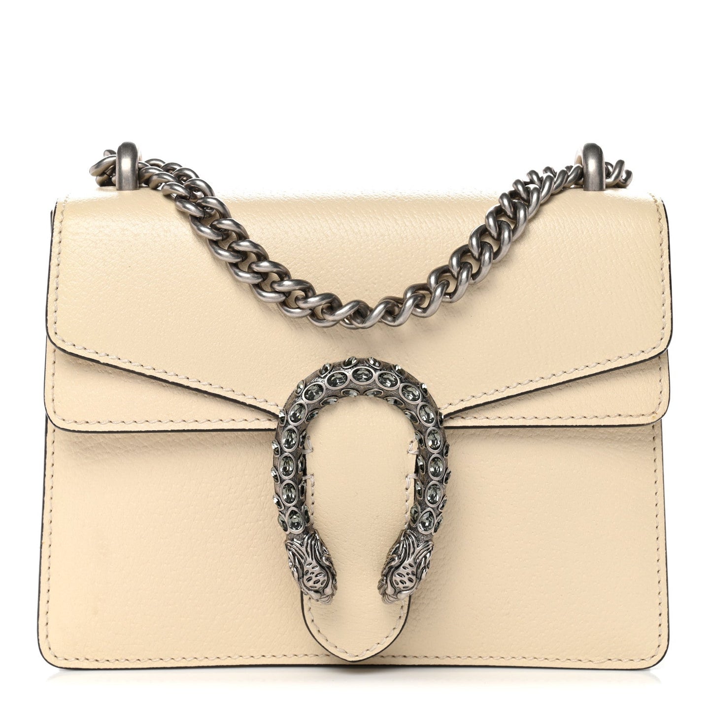 Textured Calfskin Crystal Mini Dionysus Shoulder Bag Mystic White
