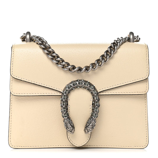 Textured Calfskin Crystal Mini Dionysus Shoulder Bag Mystic White