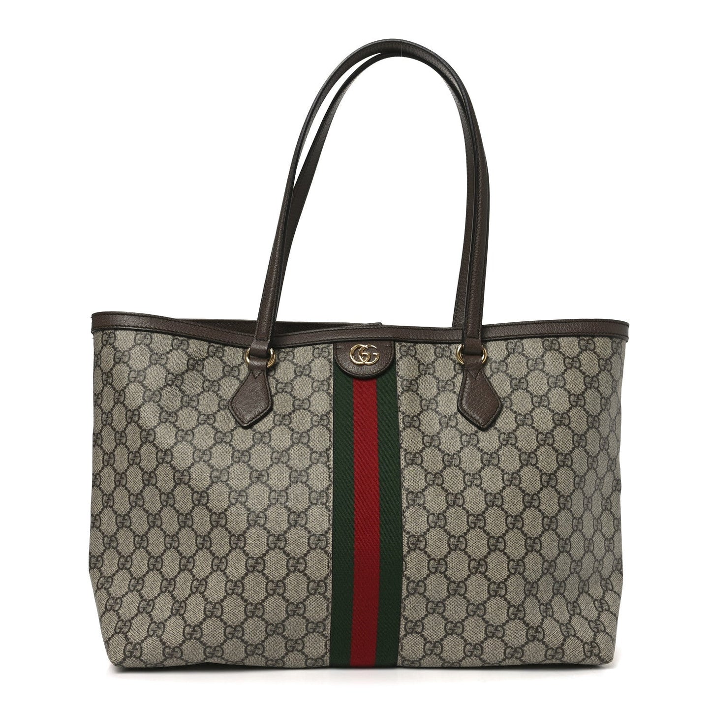 GG Supreme Monogram Medium Ophidia Shopping Tote Brown