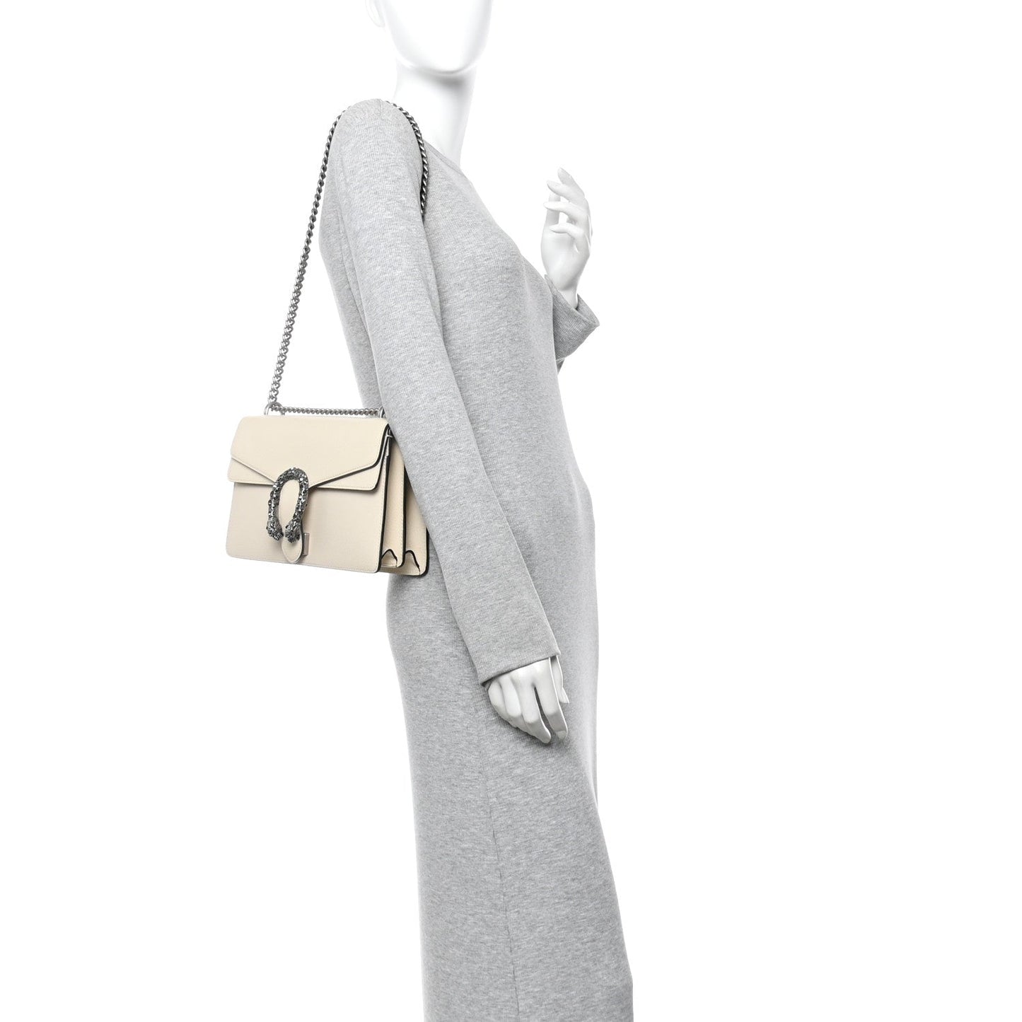 Textured Calfskin Crystal Small Dionysus Shoulder Bag Mystic White