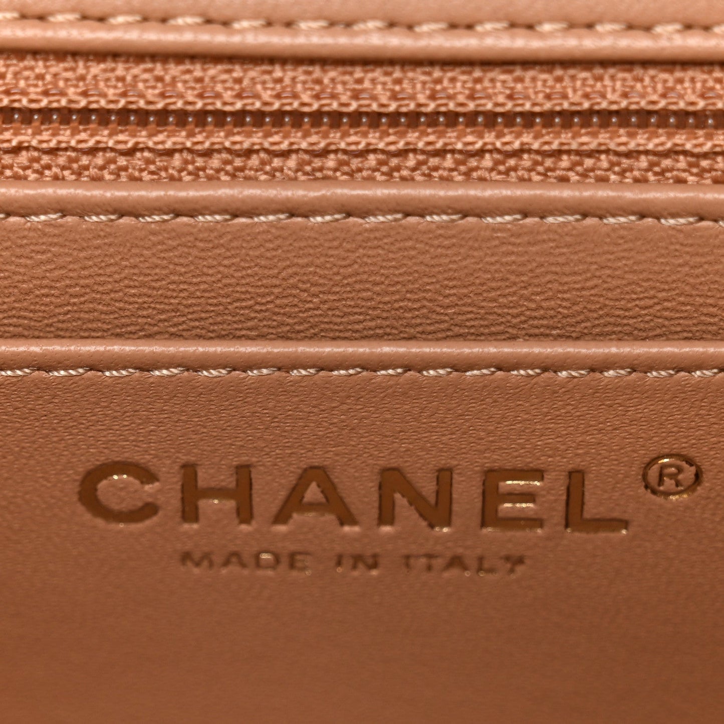 Lambskin Quilted Mini Square Flap Brown