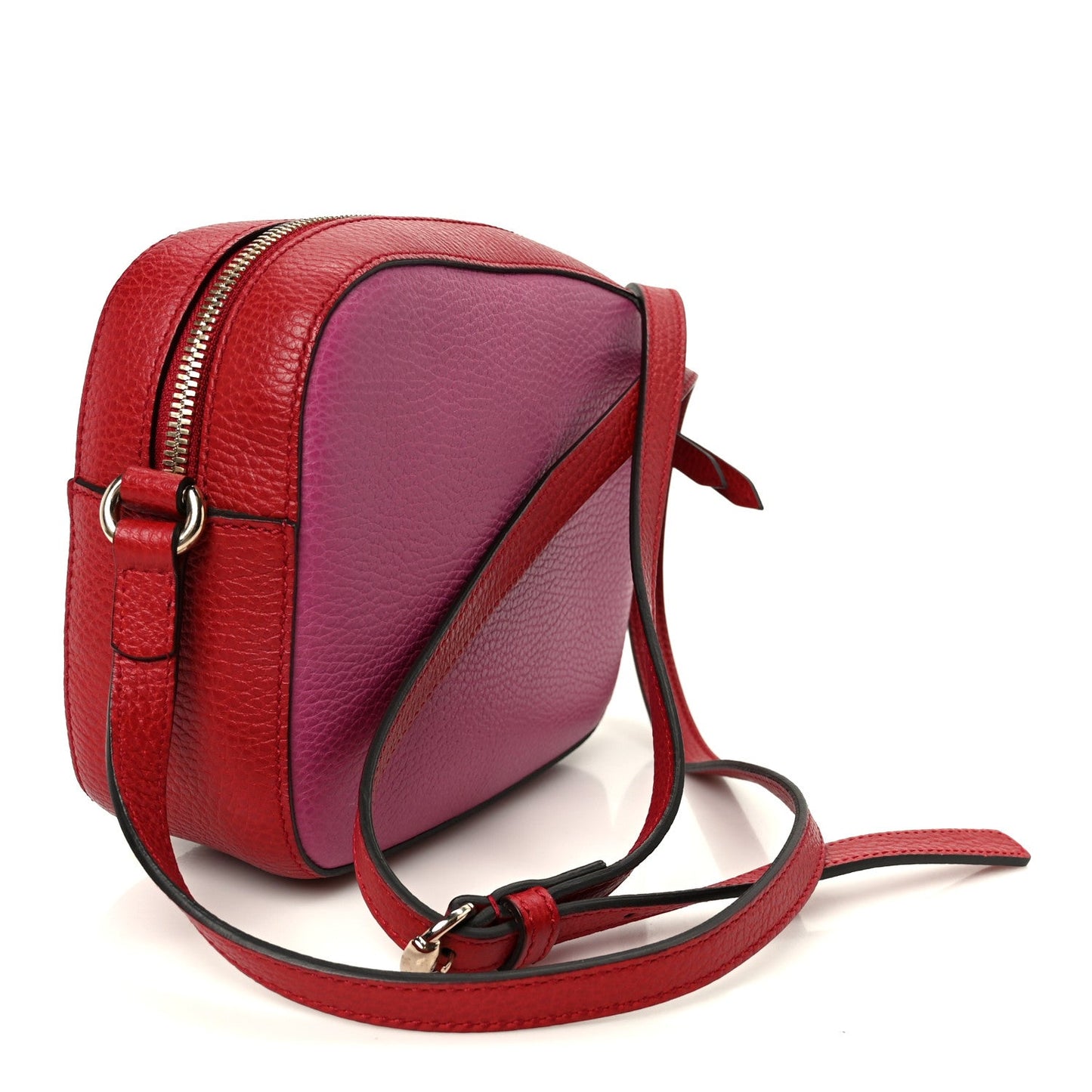 Dollar Calfskin Bi-Color Small Soho Disco Bag New Rosette Hibiscus Red