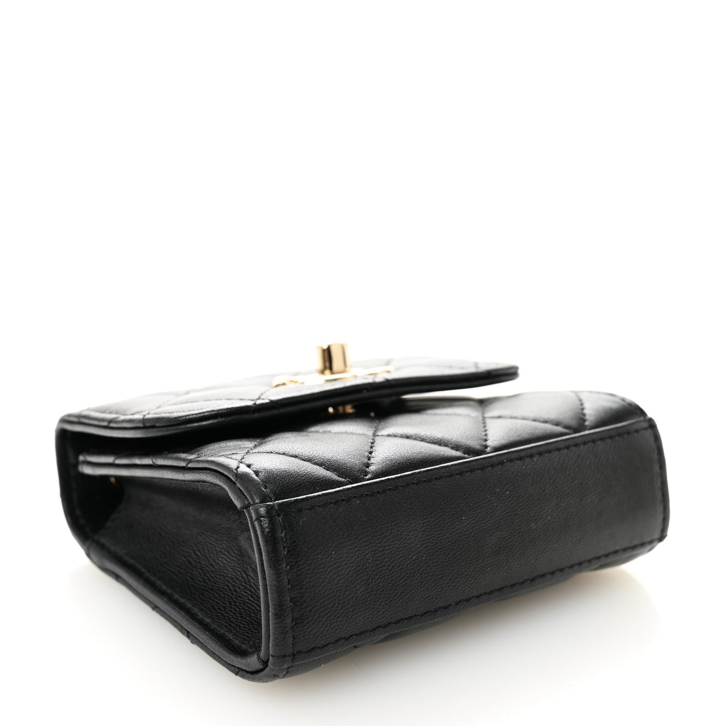 Lambskin Quilted Trendy CC Card Holder On Chain Black