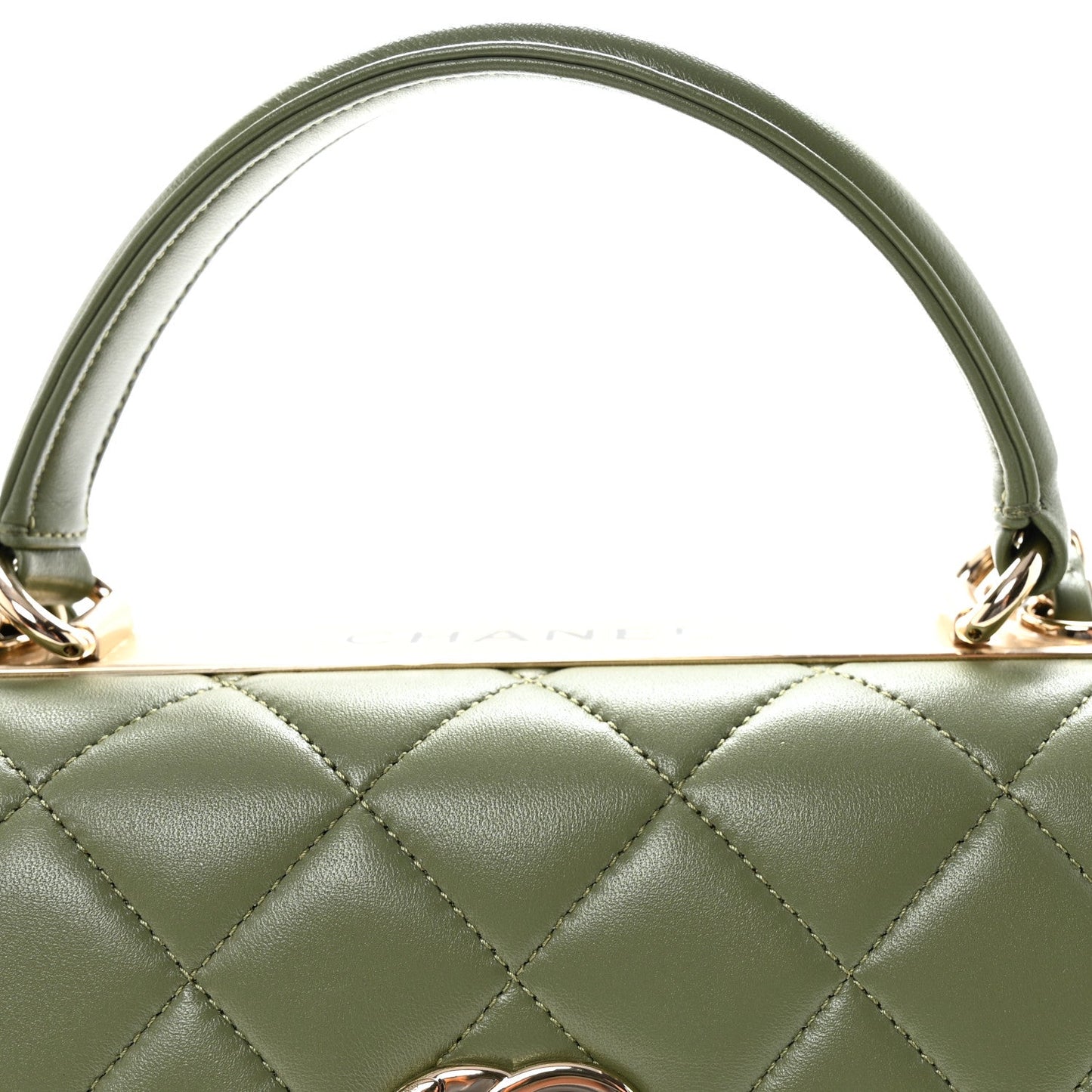 Lambskin Quilted Small Trendy CC Flap Dual Handle Bag Green
