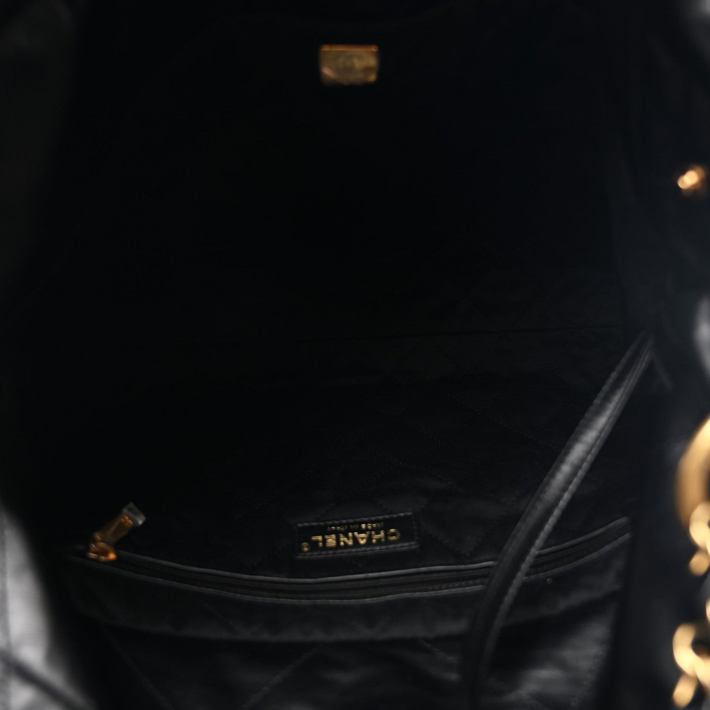 Shiny Calfskin Quilted Small Chanel 22 Black