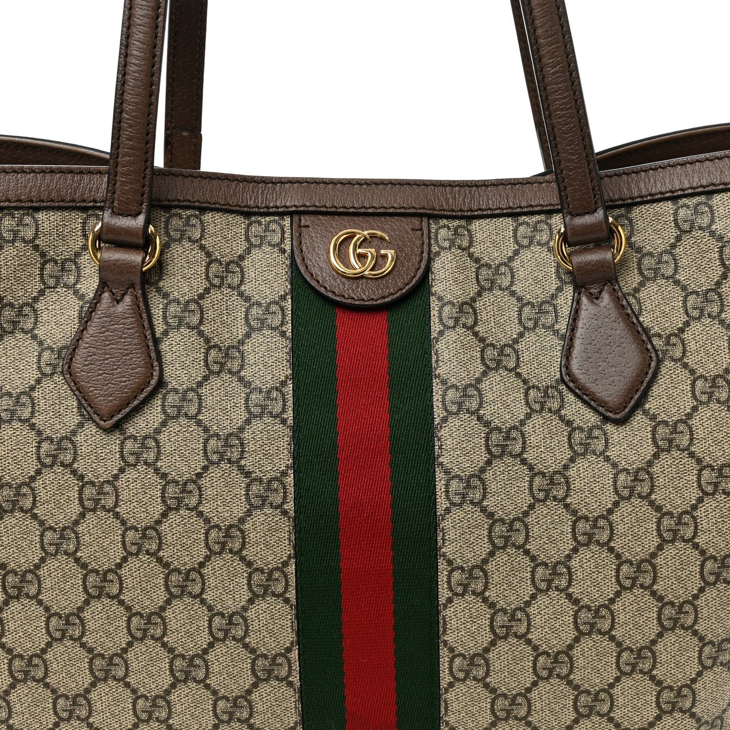 GG Supreme Monogram Medium Ophidia Shopping Tote Brown