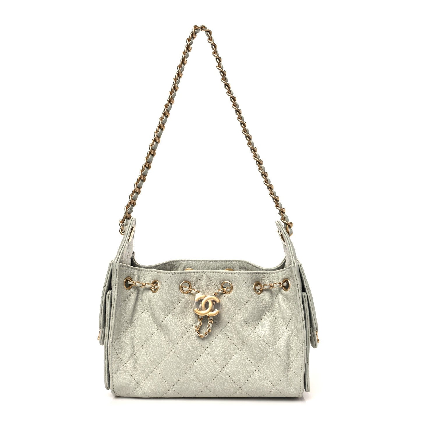 Caviar Quilted Mini Chanel 25 Handbag Light Green