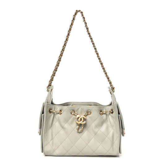 Caviar Quilted Mini Chanel 25 Handbag Light Green