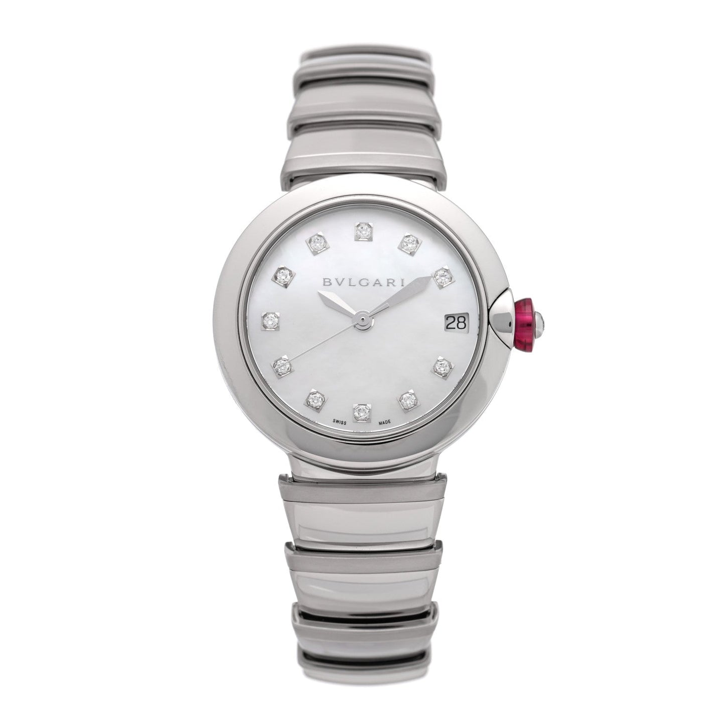 Stainless Steel Diamond Mother of Pearl 33mm Lucea Automatic Watch