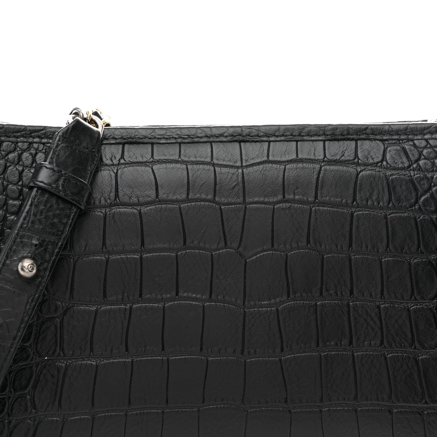 Crocodile Embossed Calfskin Medium Gabrielle Cocodile Hobo Black
