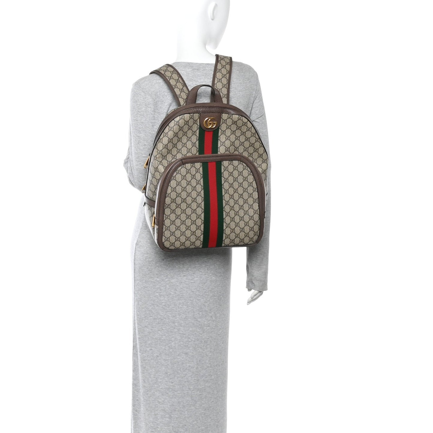 GG Supreme Monogram Medium Ophidia Day Backpack Brown