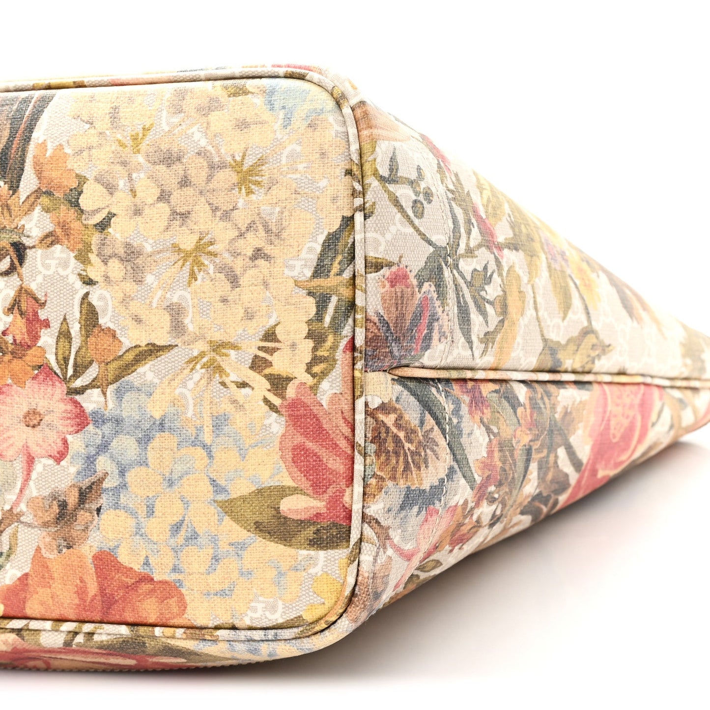 GG Supreme Monogram Water Flora Web Large Ophidia Tote Beige White Multicolor
