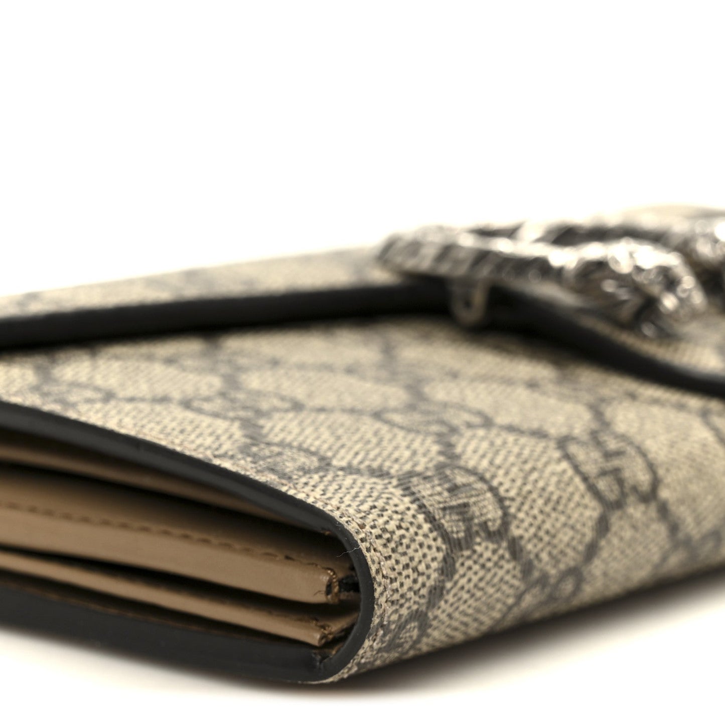 GG Supreme Monogram Dionysus Chain Clutch Wallet Beige Taupe