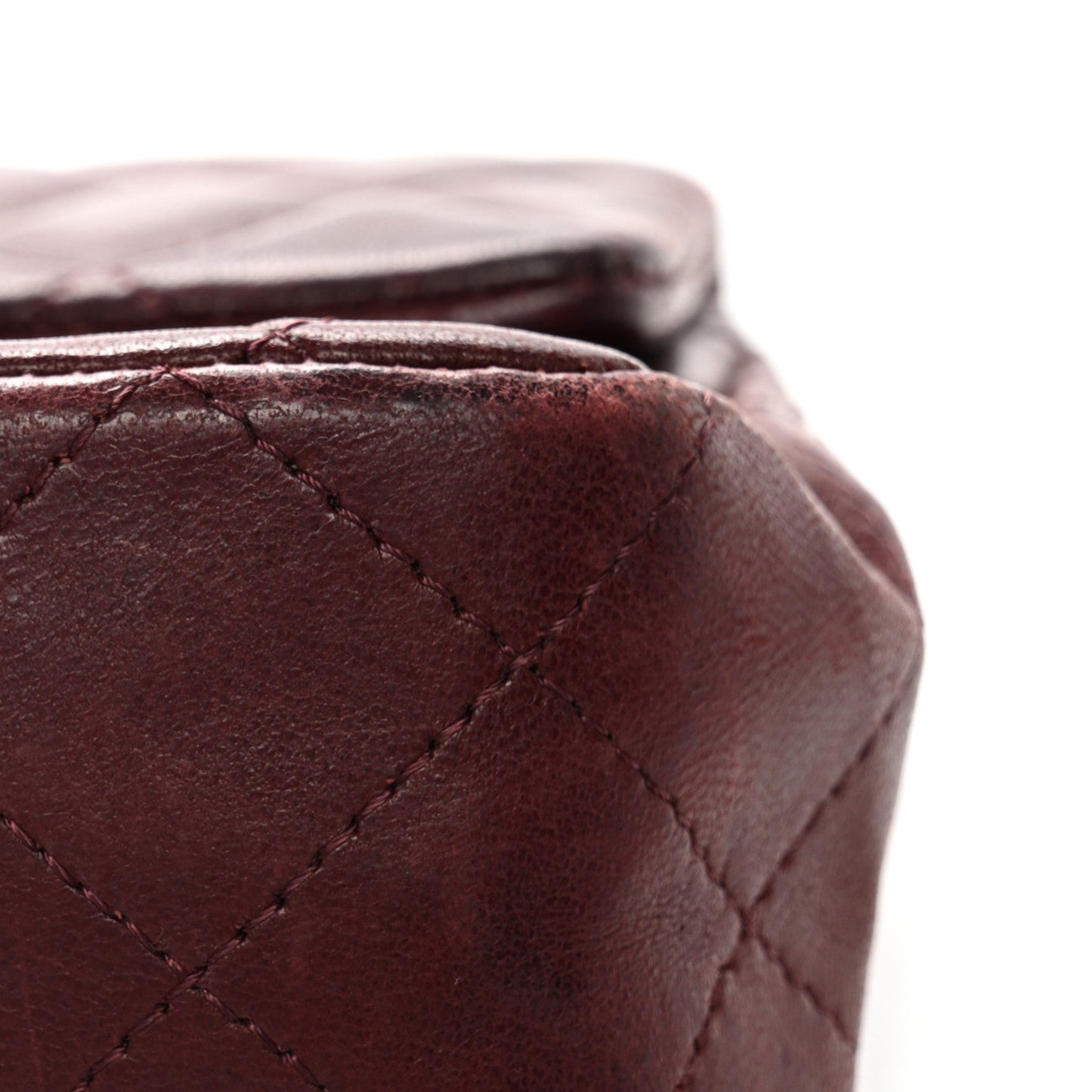 Lambskin Quilted Mini Rectangular Flap Burgundy