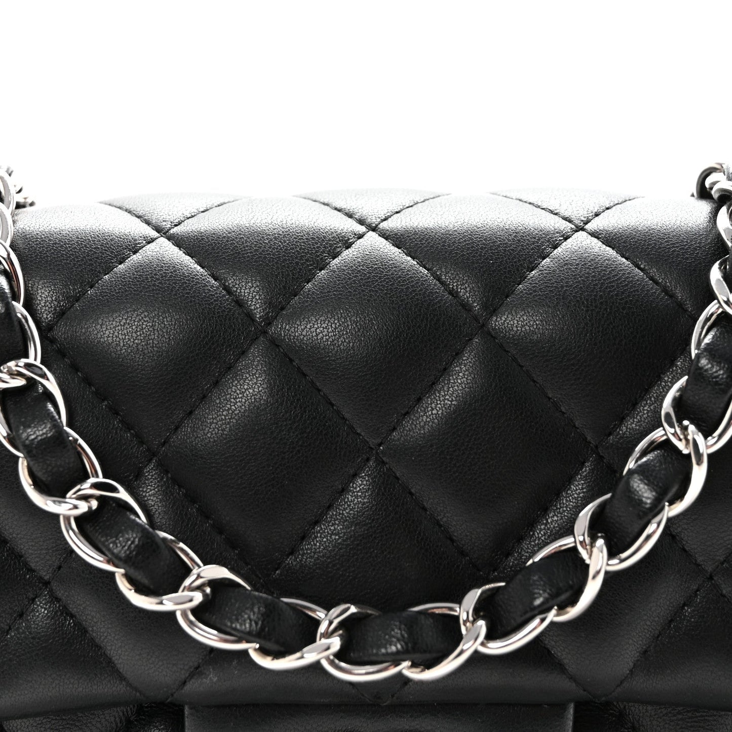 Lambskin Quilted Mini Rectangular Flap Black
