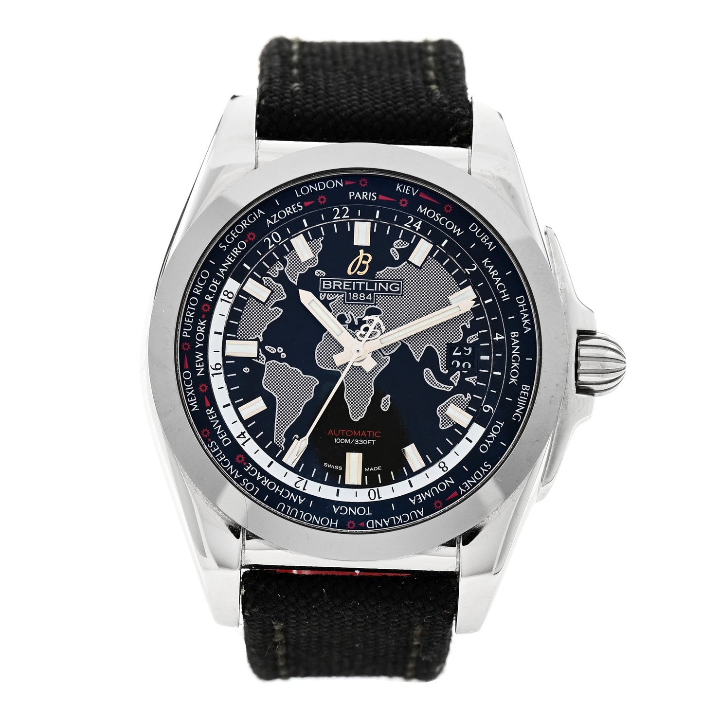 Stainless Steel Fabric 44mm Galactic Unitime Automtic Watch Black WB3510