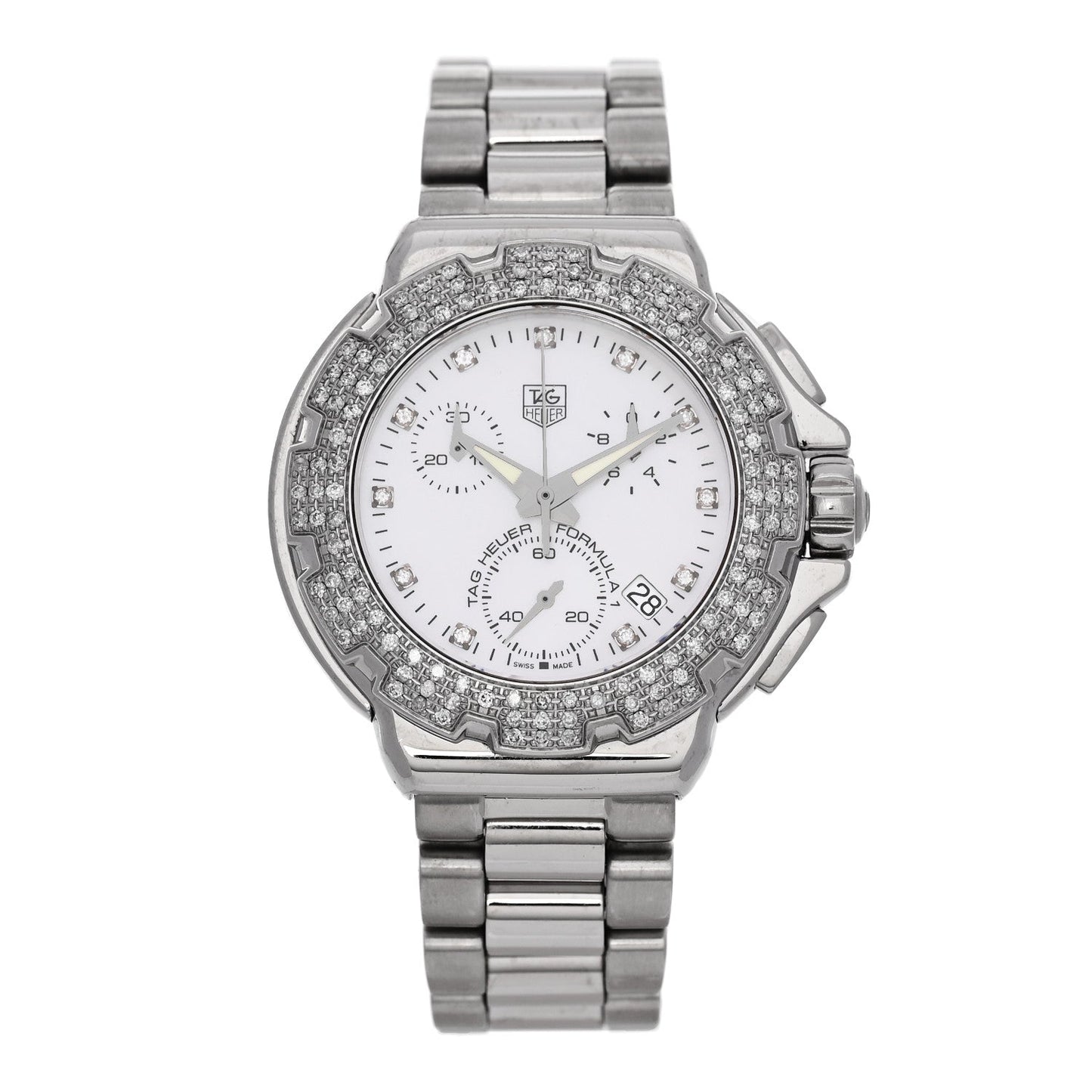 Stainless Steel Diamond Bezel Mother of Pearl 36mm Formula 1 Lady Quartz Watch CAC1310